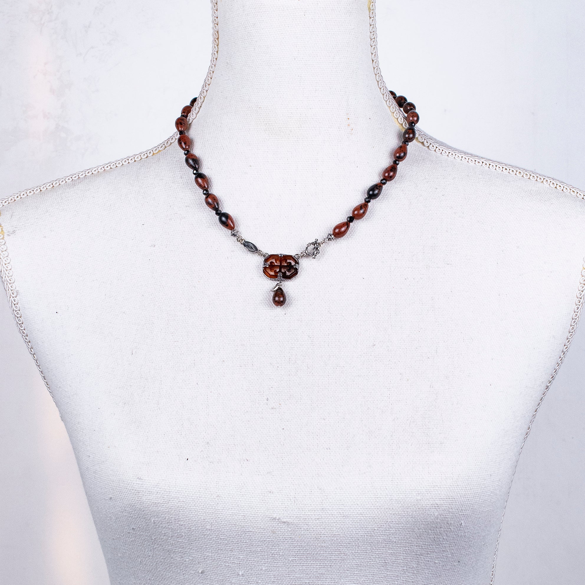 NK 26a24 Mahogany Obsidian Beaded Necklace