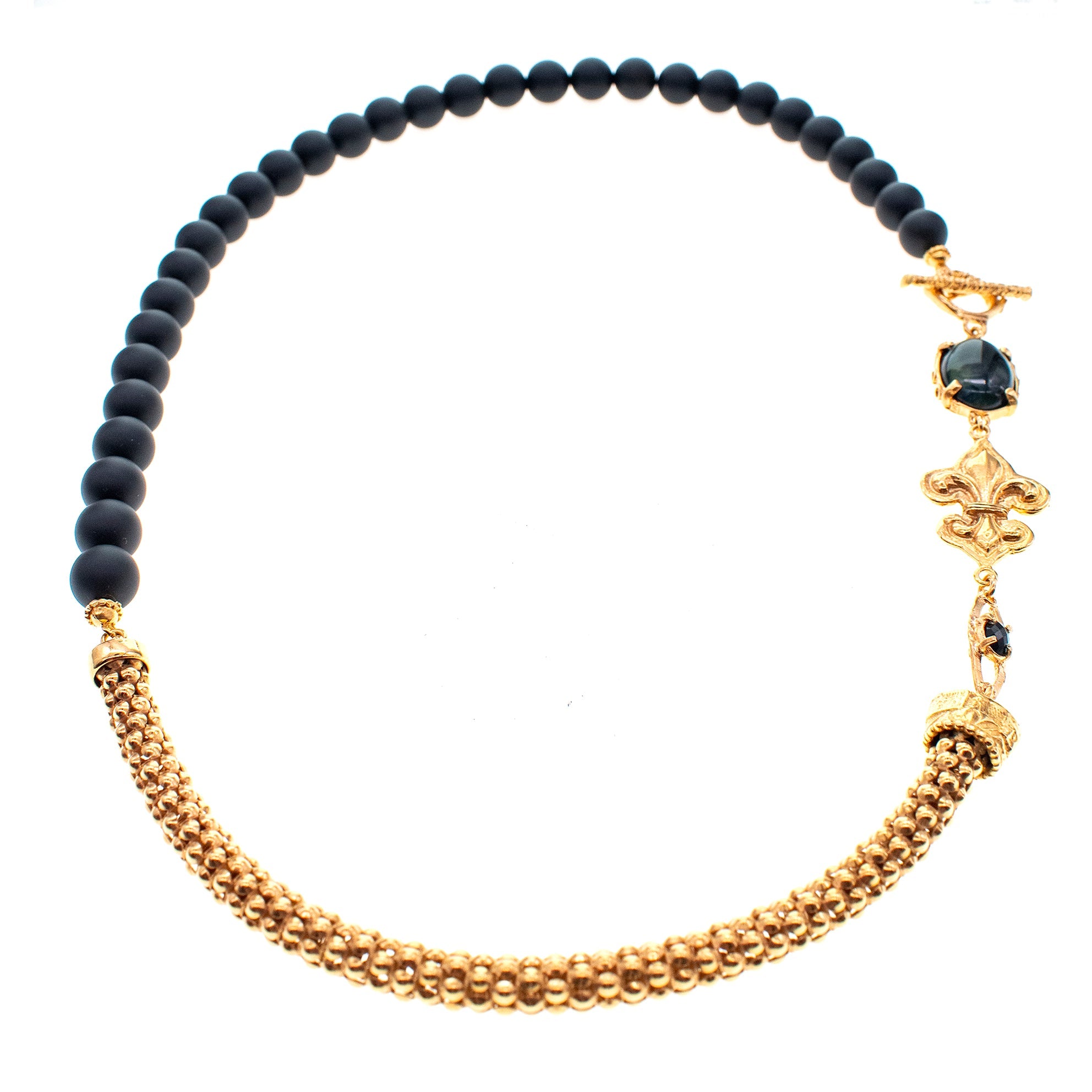 NK 26g03 Black Fleur-de-lis Necklace