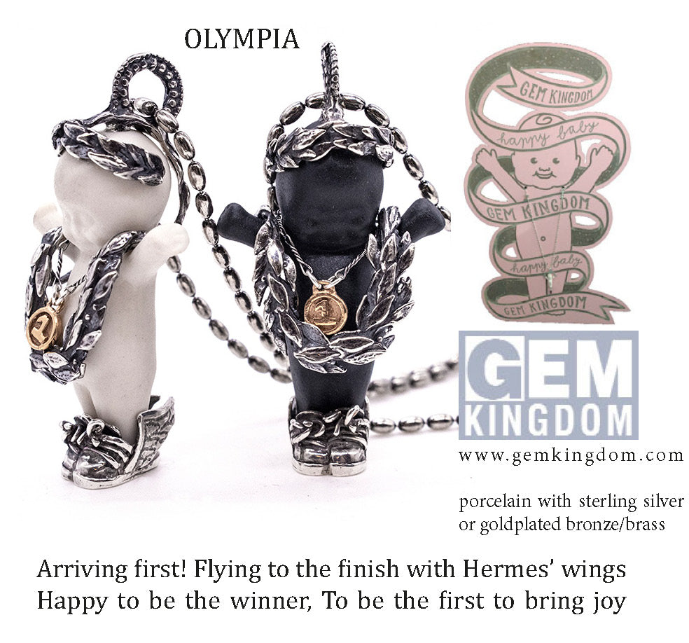 BS49B Happy Baby "Olympia" Black and silver Necklace