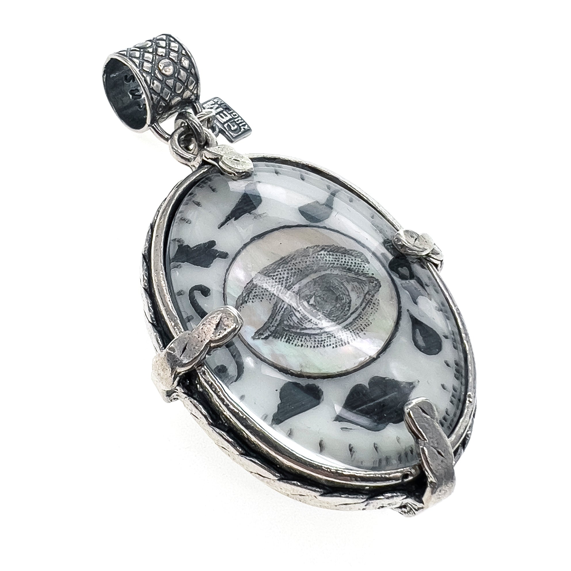 P 24d02 Surrealist Eye & Onyx Pendant
