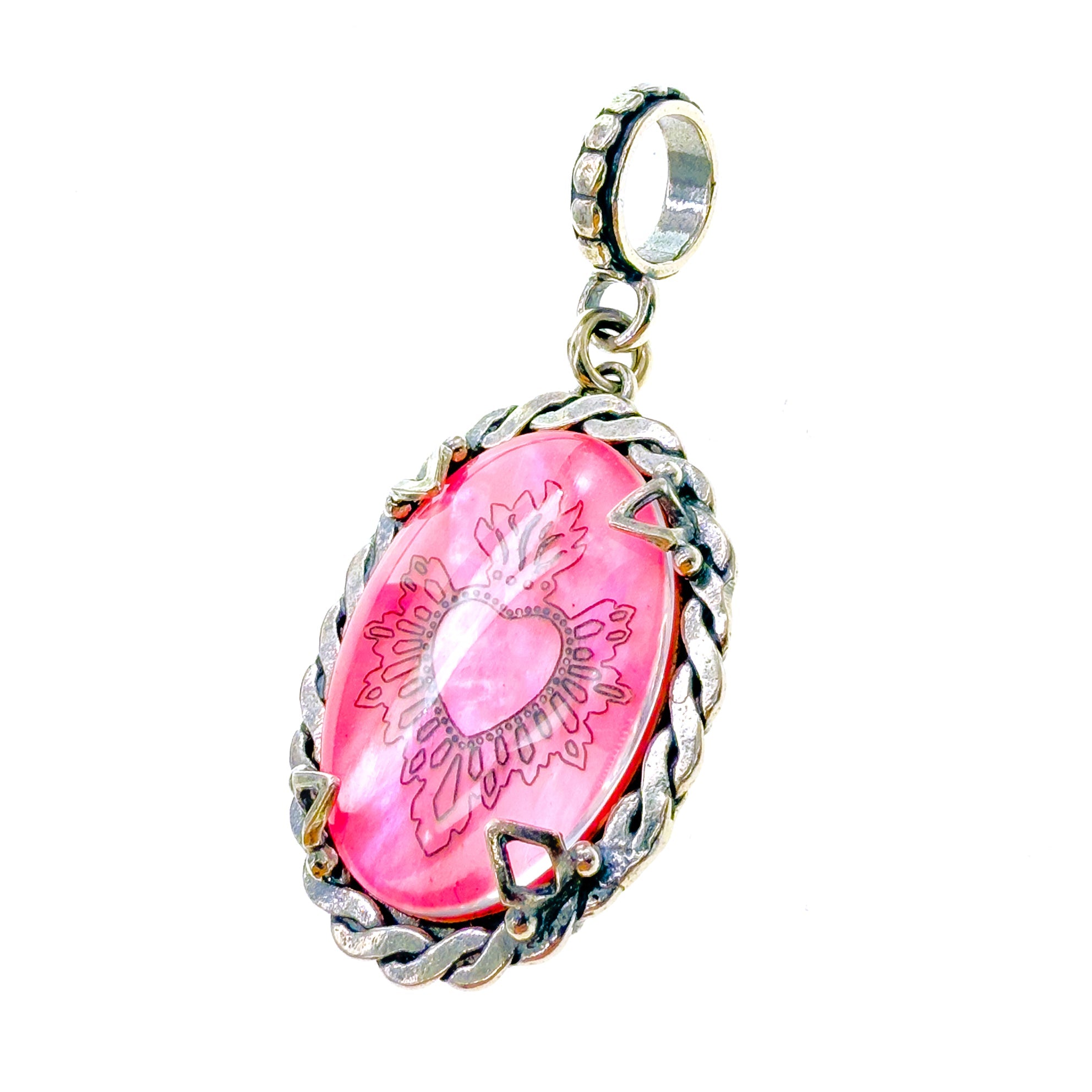 P 25e02A Pink Sacred Heart Pendant