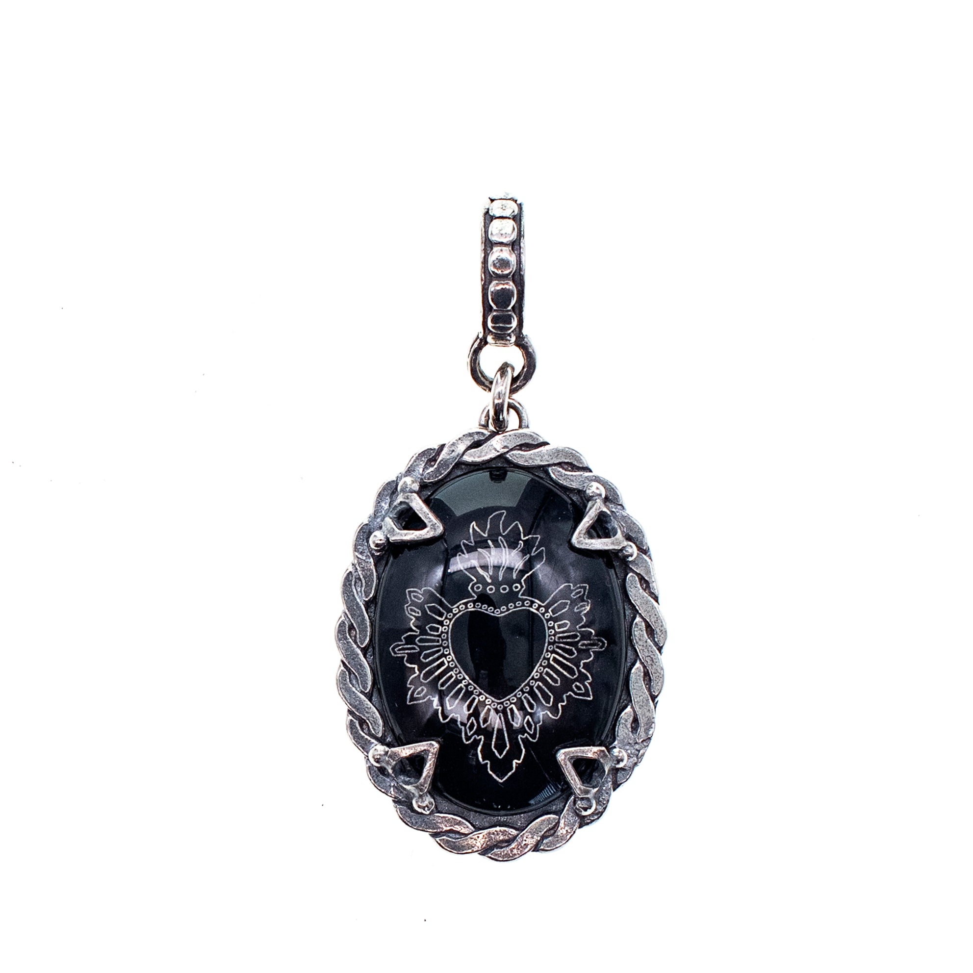 P 25e02B Black Sacred Heart Pendant
