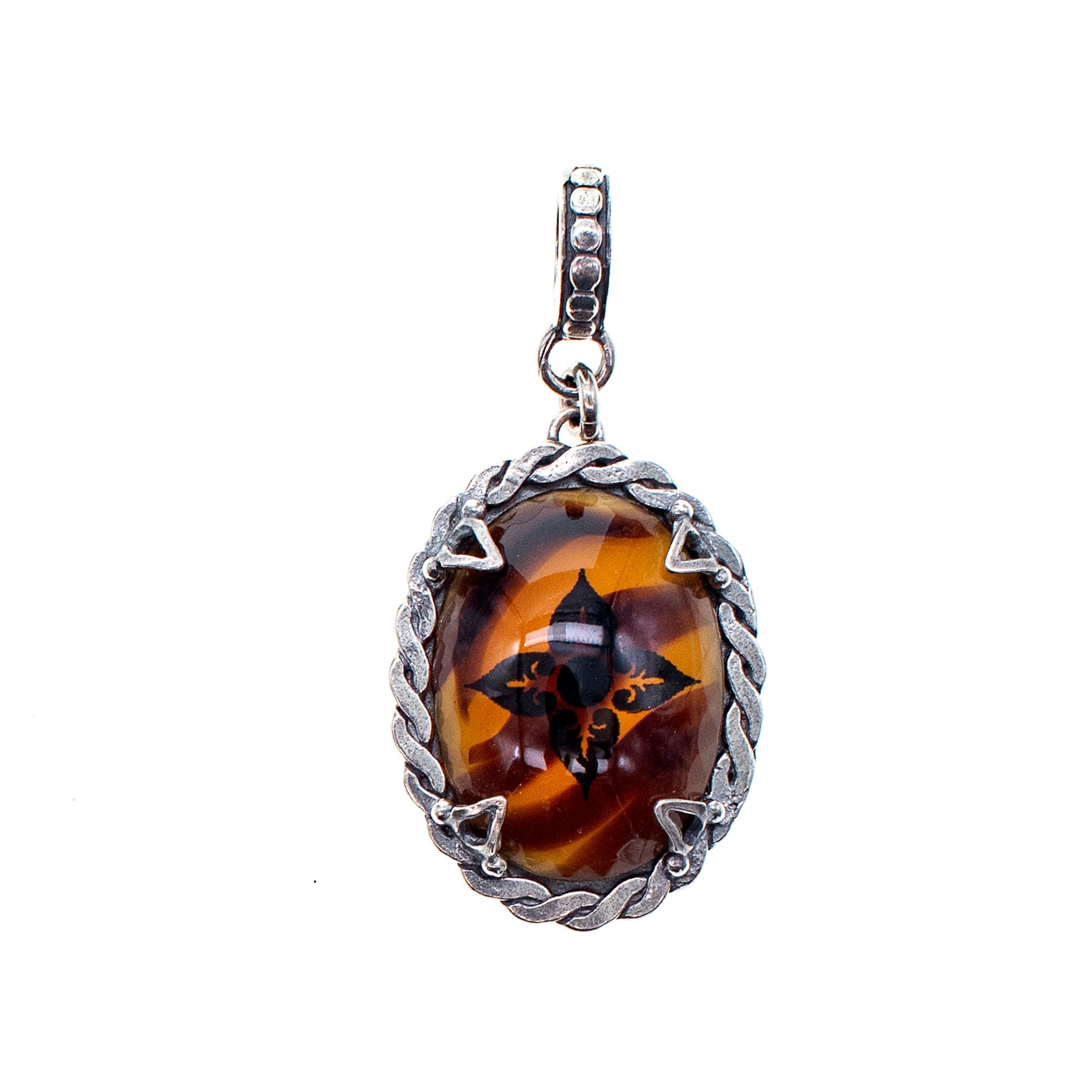 P 25e04 Amber Floral Pendant