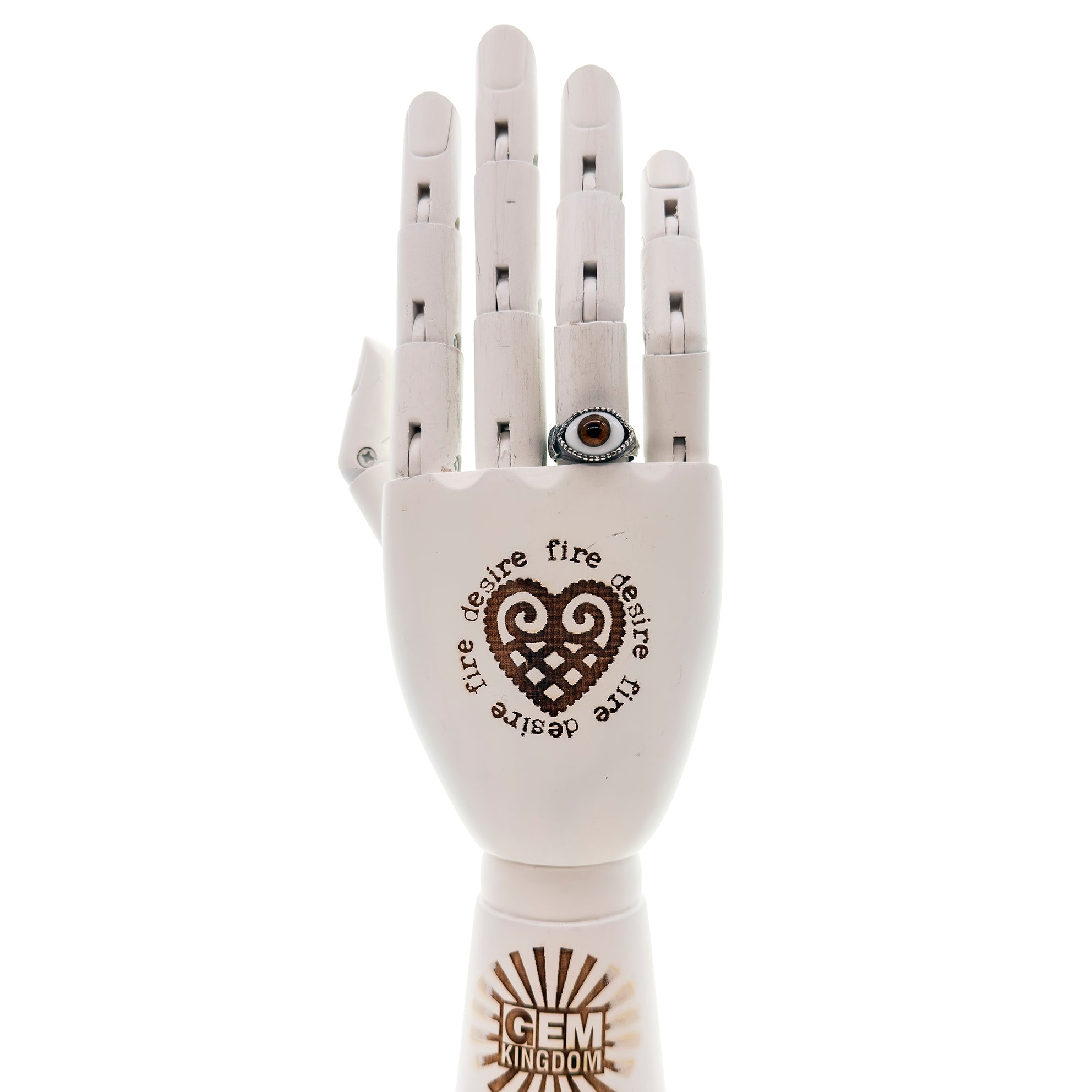 R25a07C small brown Eye Love You ring
