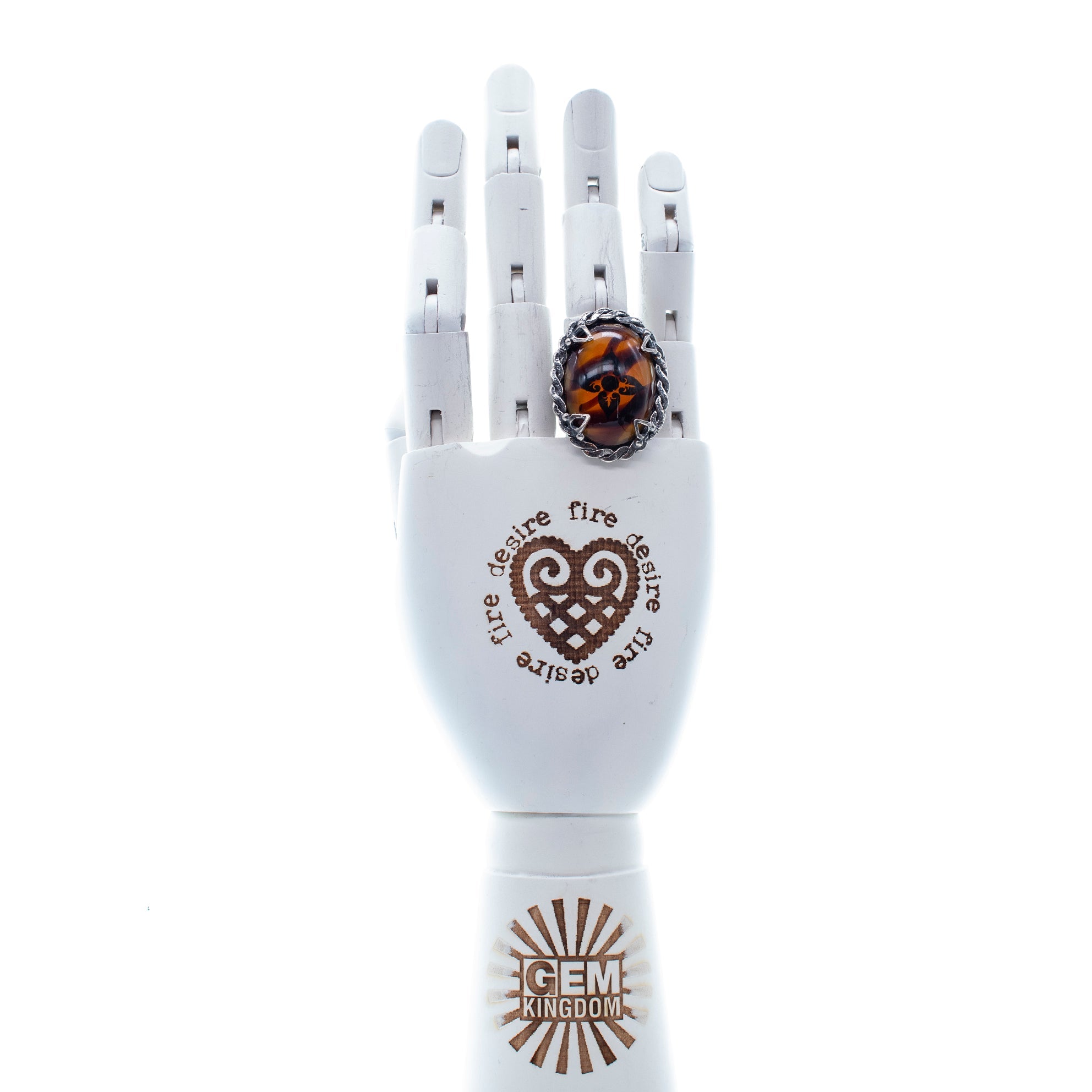 R 25e04 Amber Floral Ring