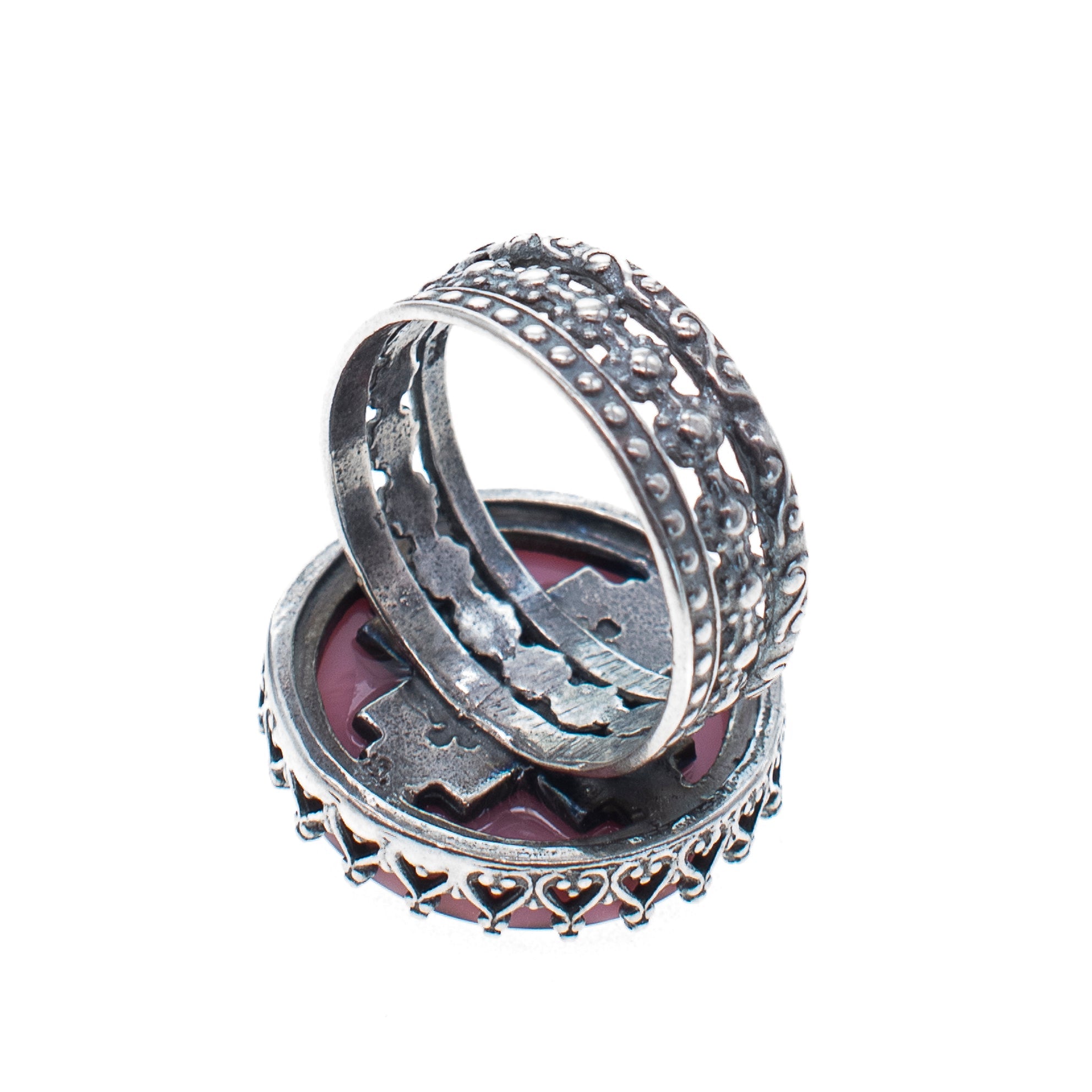 R 25e13 pink polkadot ring