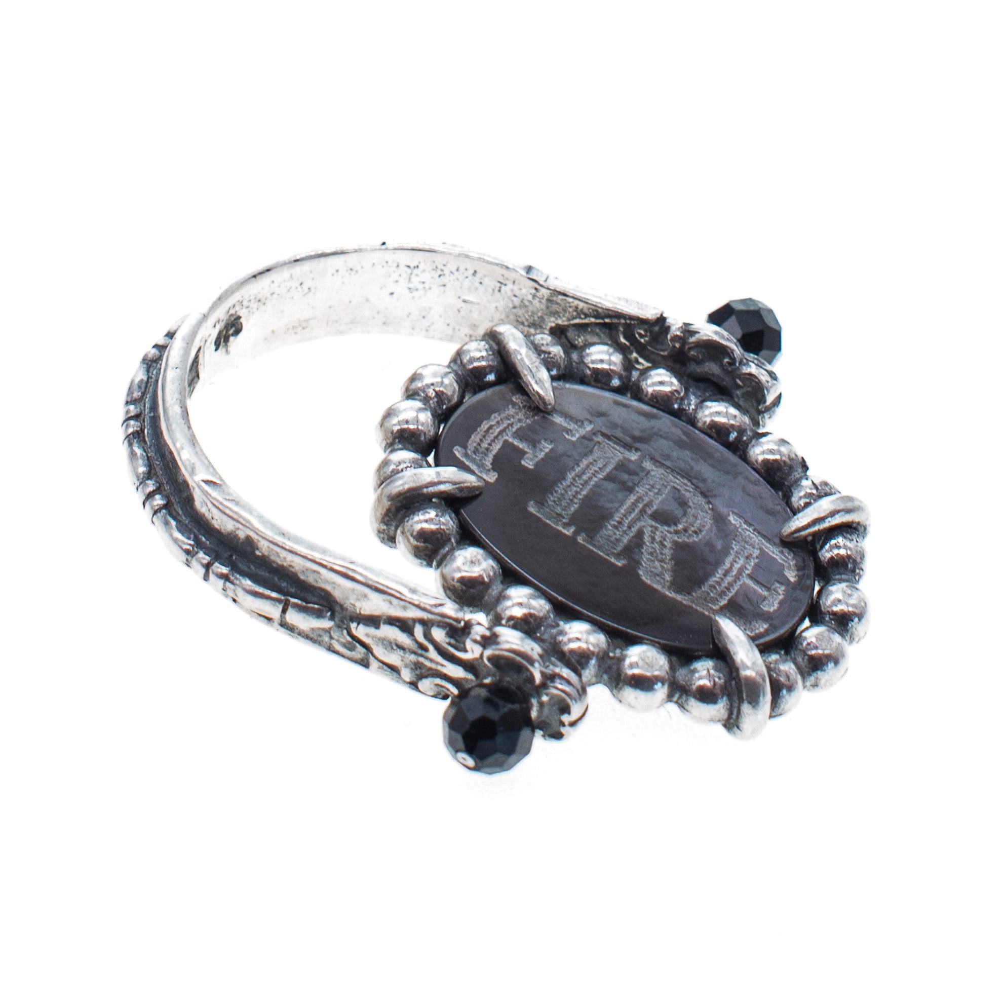 R 25e16B Black Fire & Desire Flip Ring
