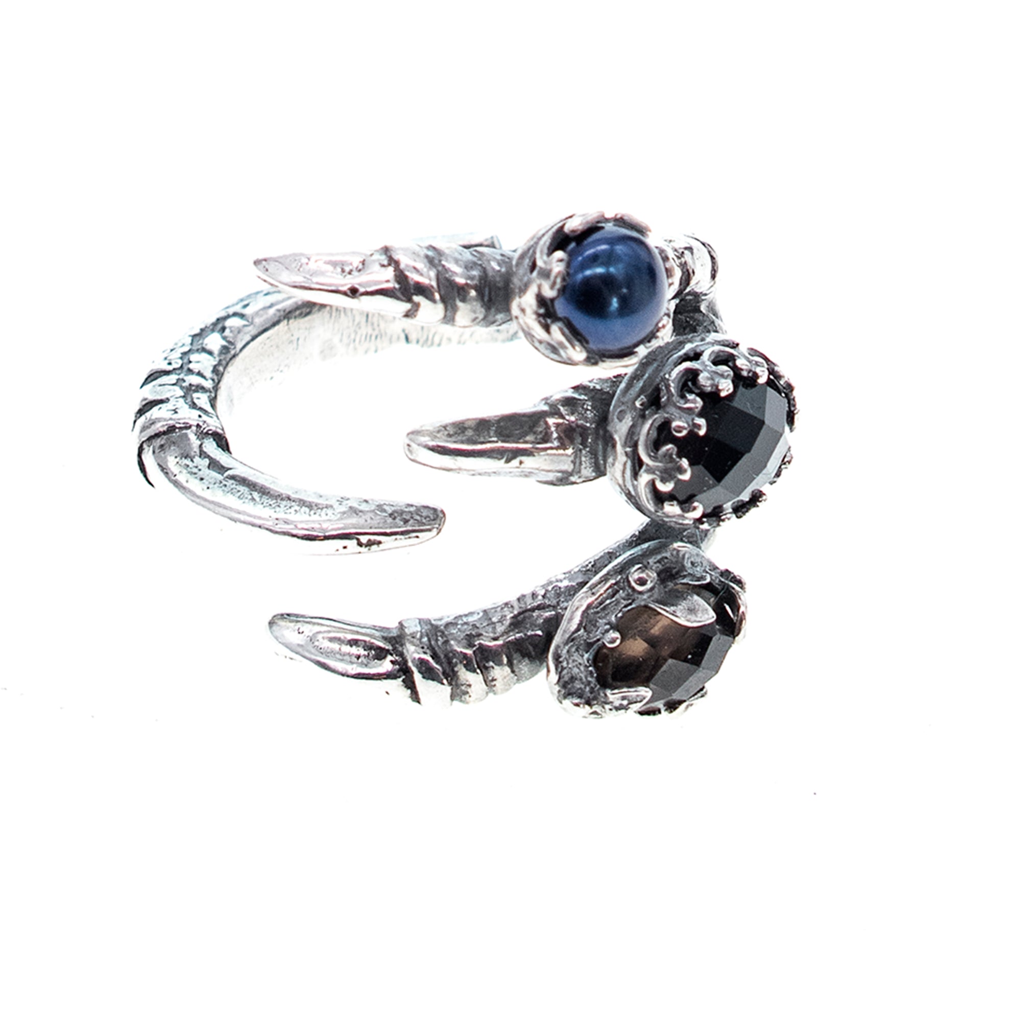 R 25f03B Multi-Stone Claw Ring Dark
