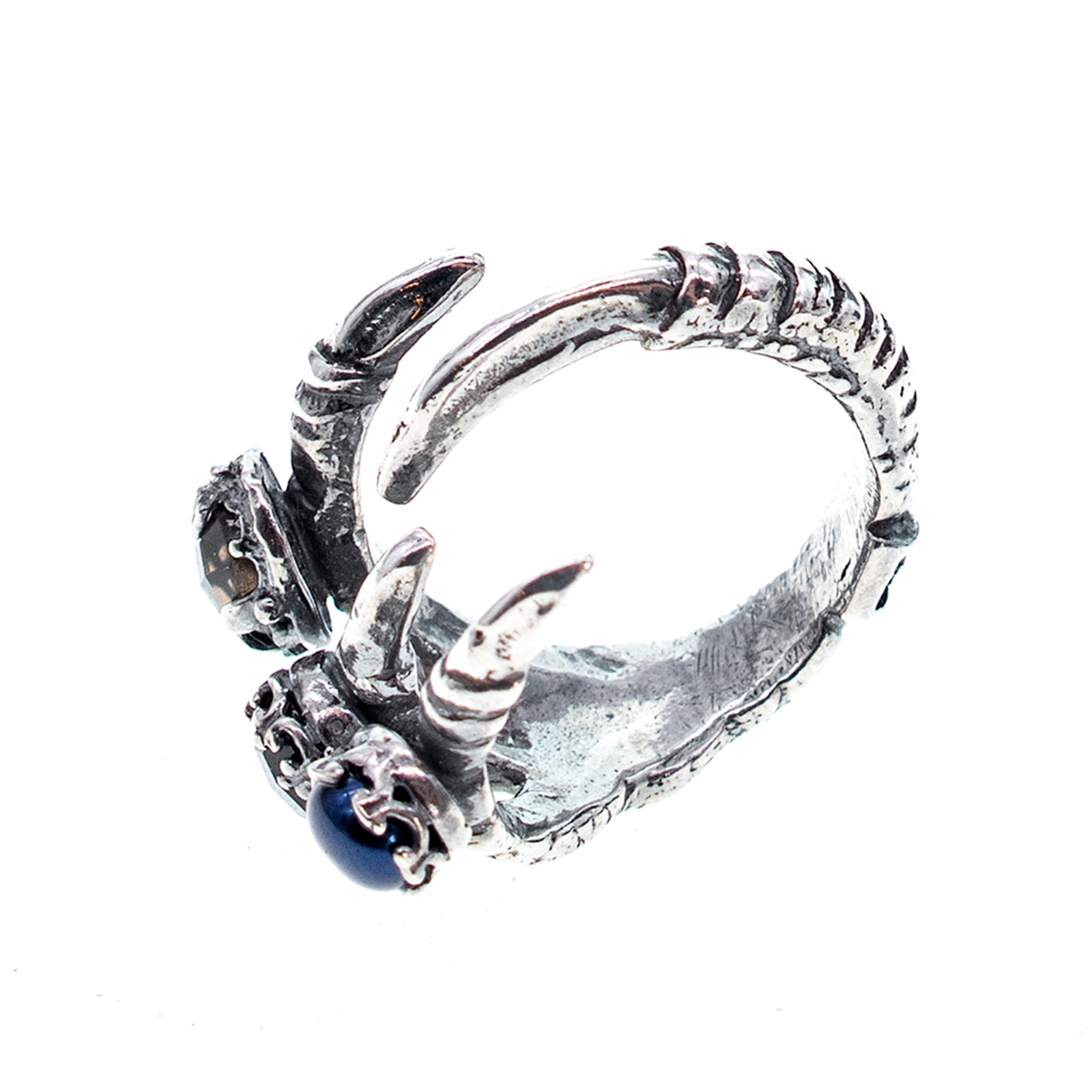R 25f03B Multi-Stone Claw Ring Dark