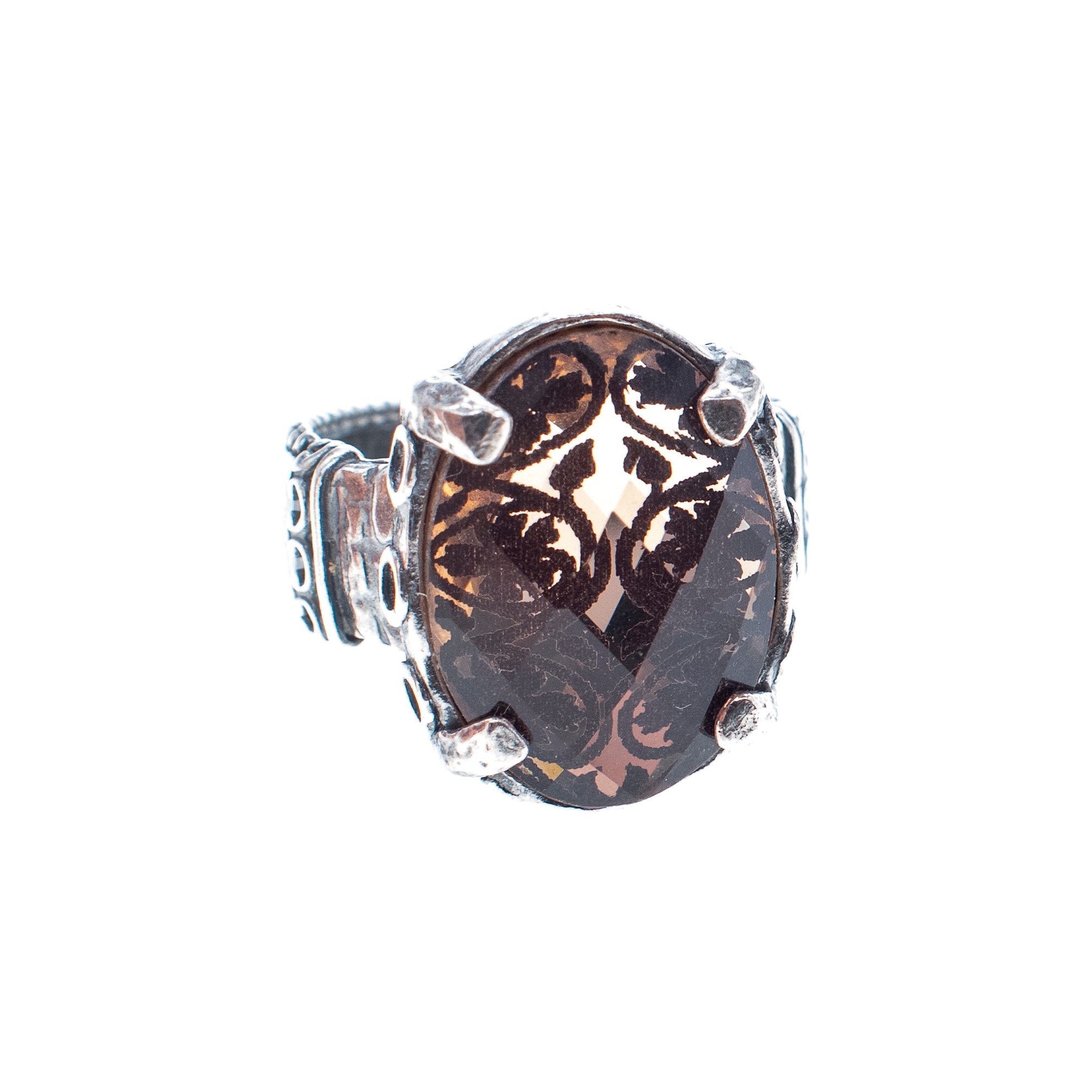 R 26a09 Honey-Toned Pattern Ring