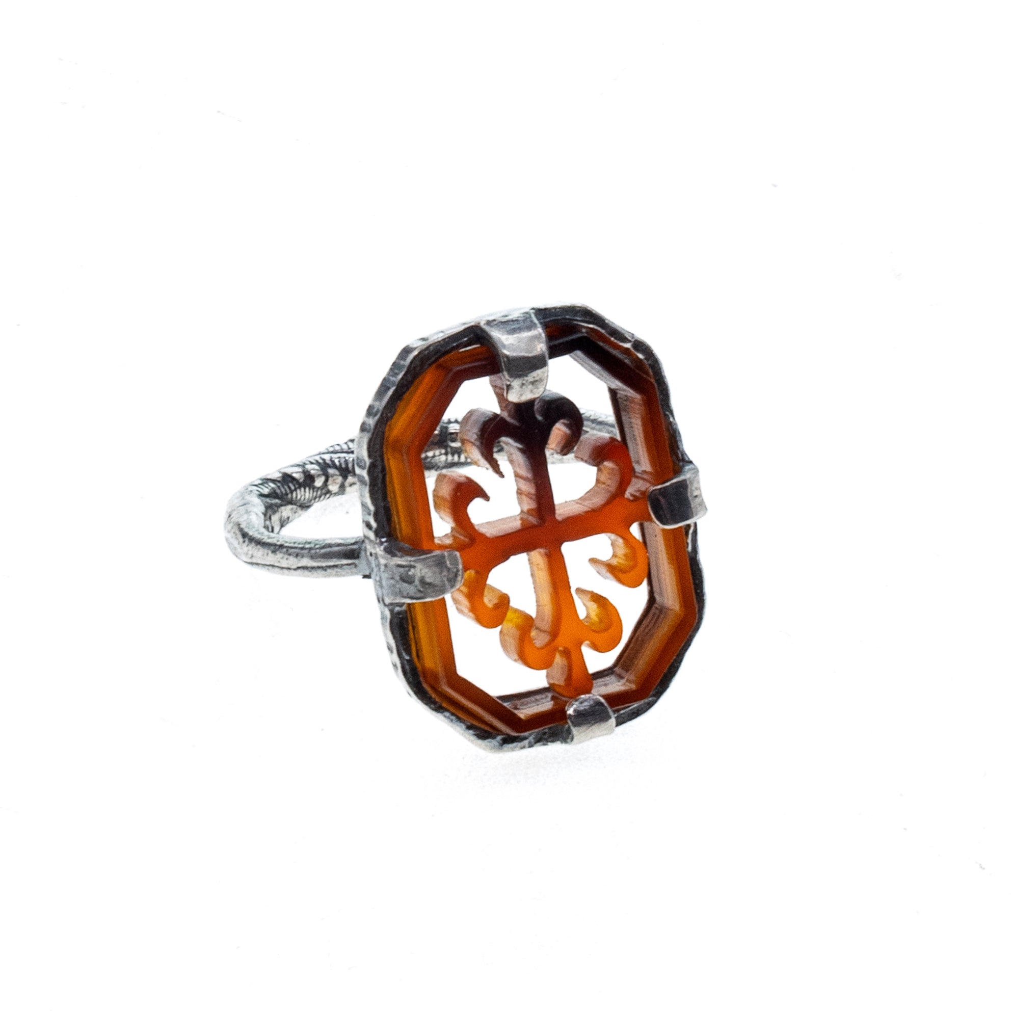 R 26a14 Amber Filigree Ring