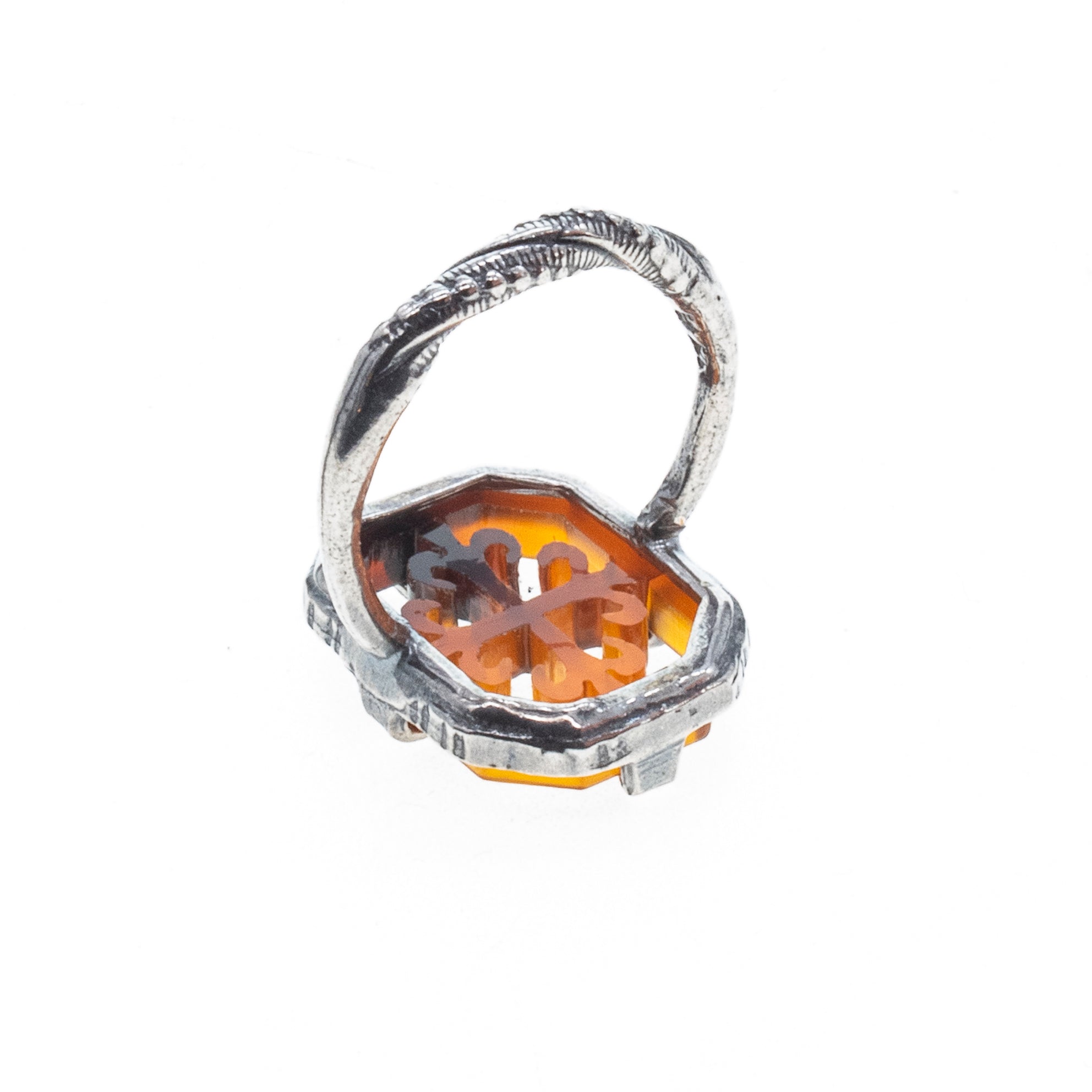 R 26a14 Amber Filigree Ring