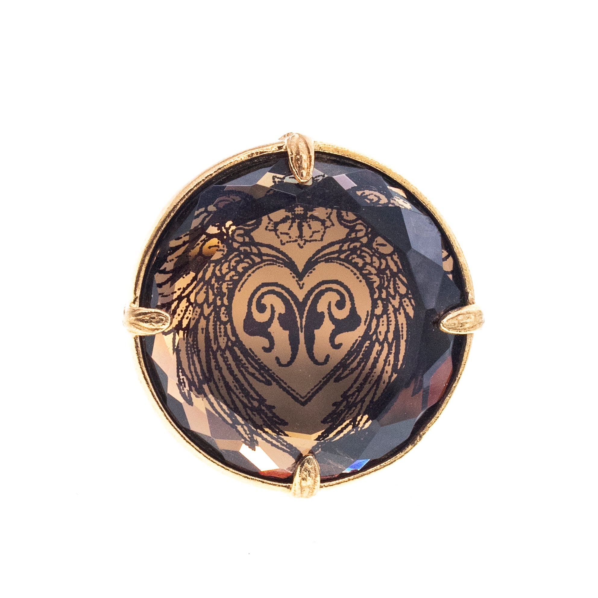 R 26a19 Gold plated Winged Heart Statement Ring