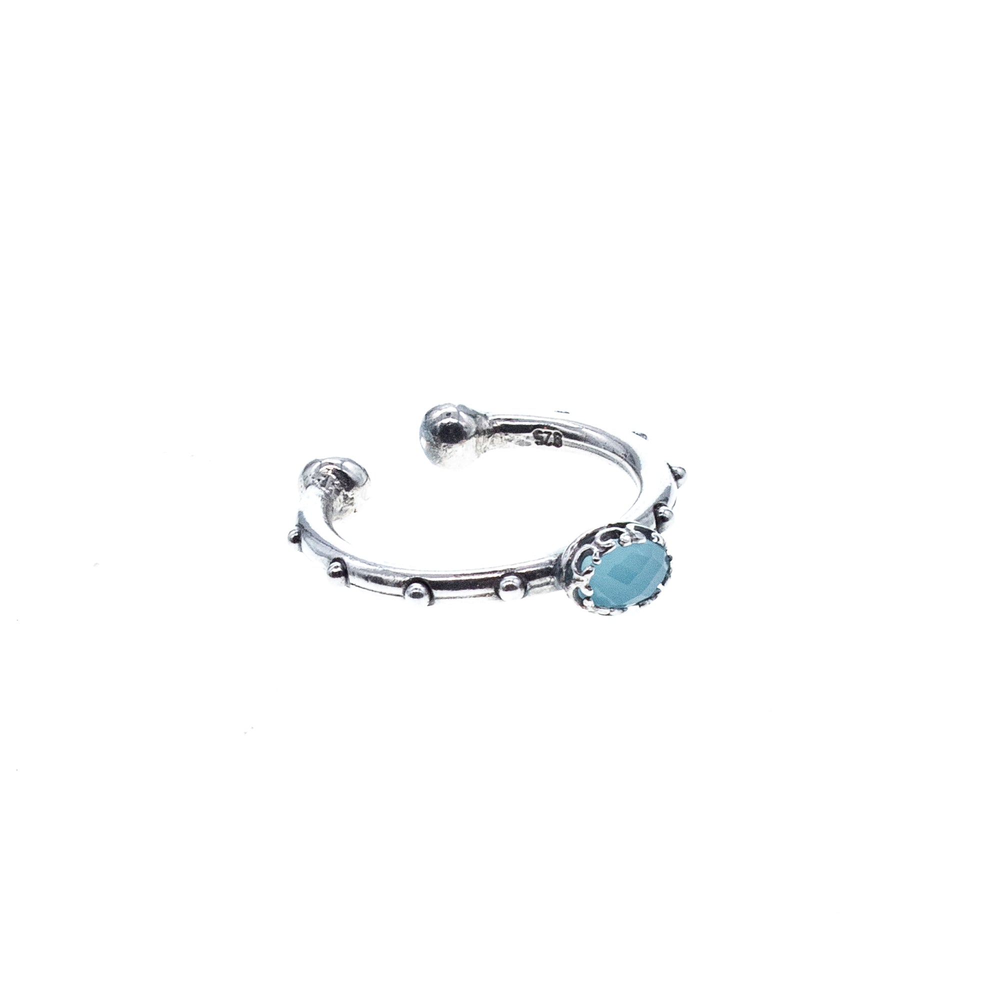 R 26a21 Aqua Onyx Studded Band Ring