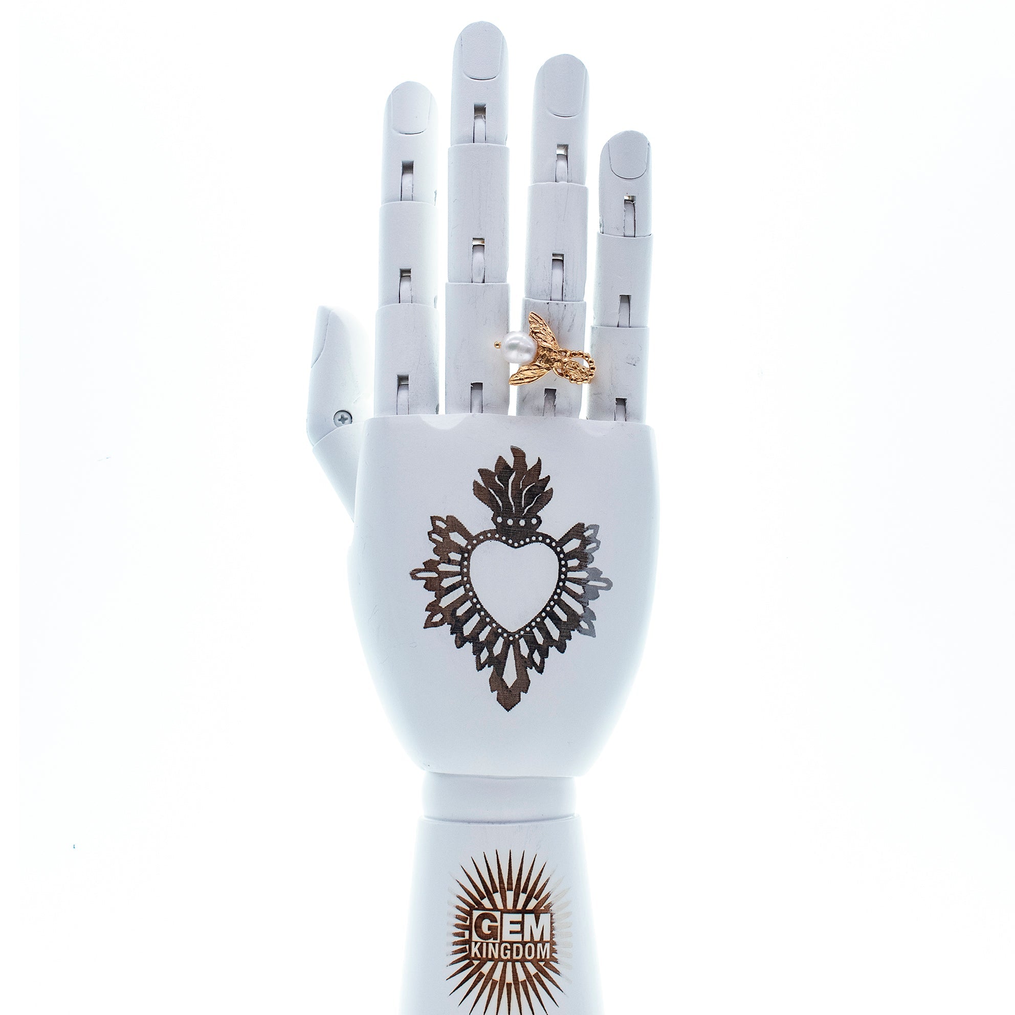 R 26g05 Bee My Honey ring white pearl