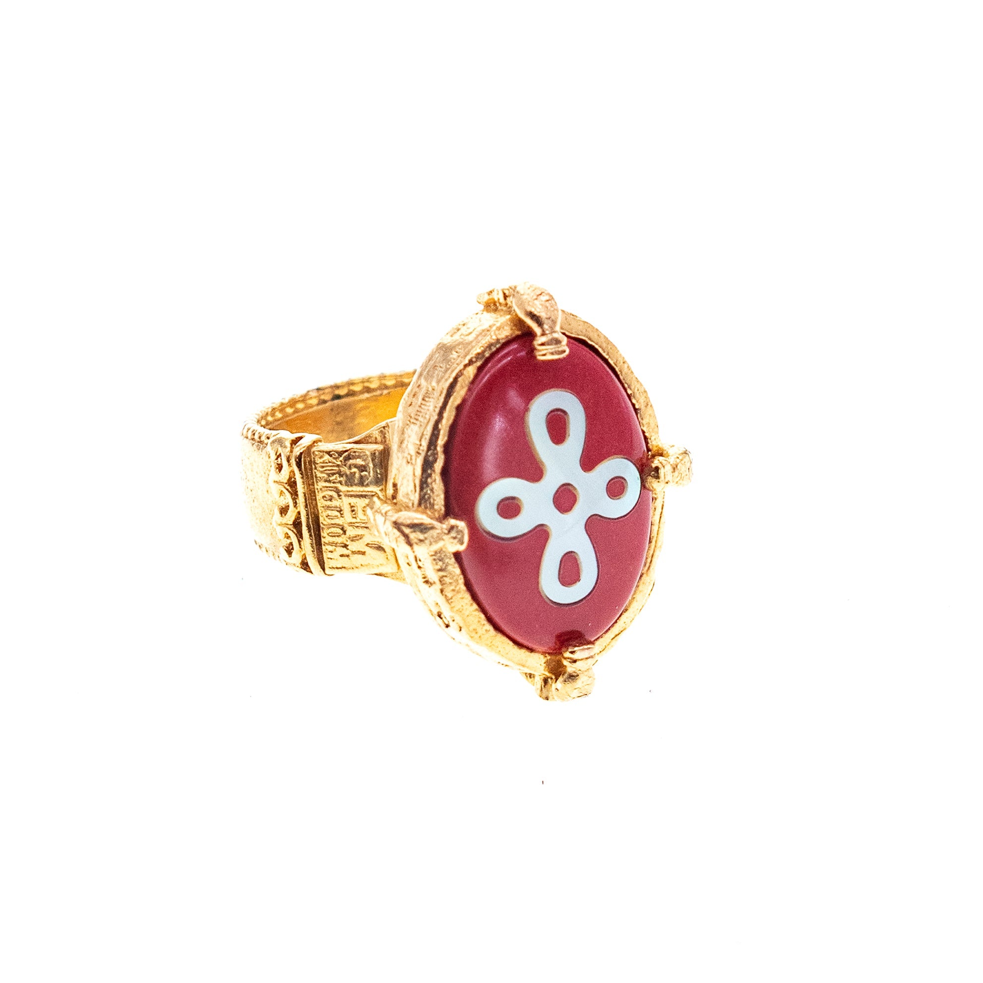 R 26g06 Coral Red Eternal Bloom Ring