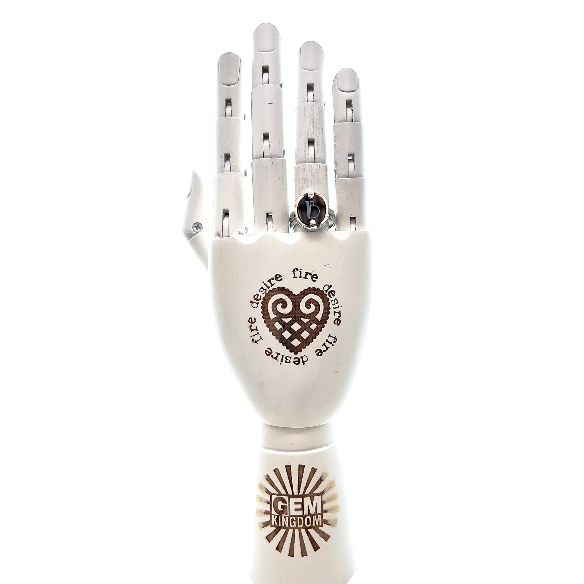 RM04 Sterling silver and black onyx monogram ring