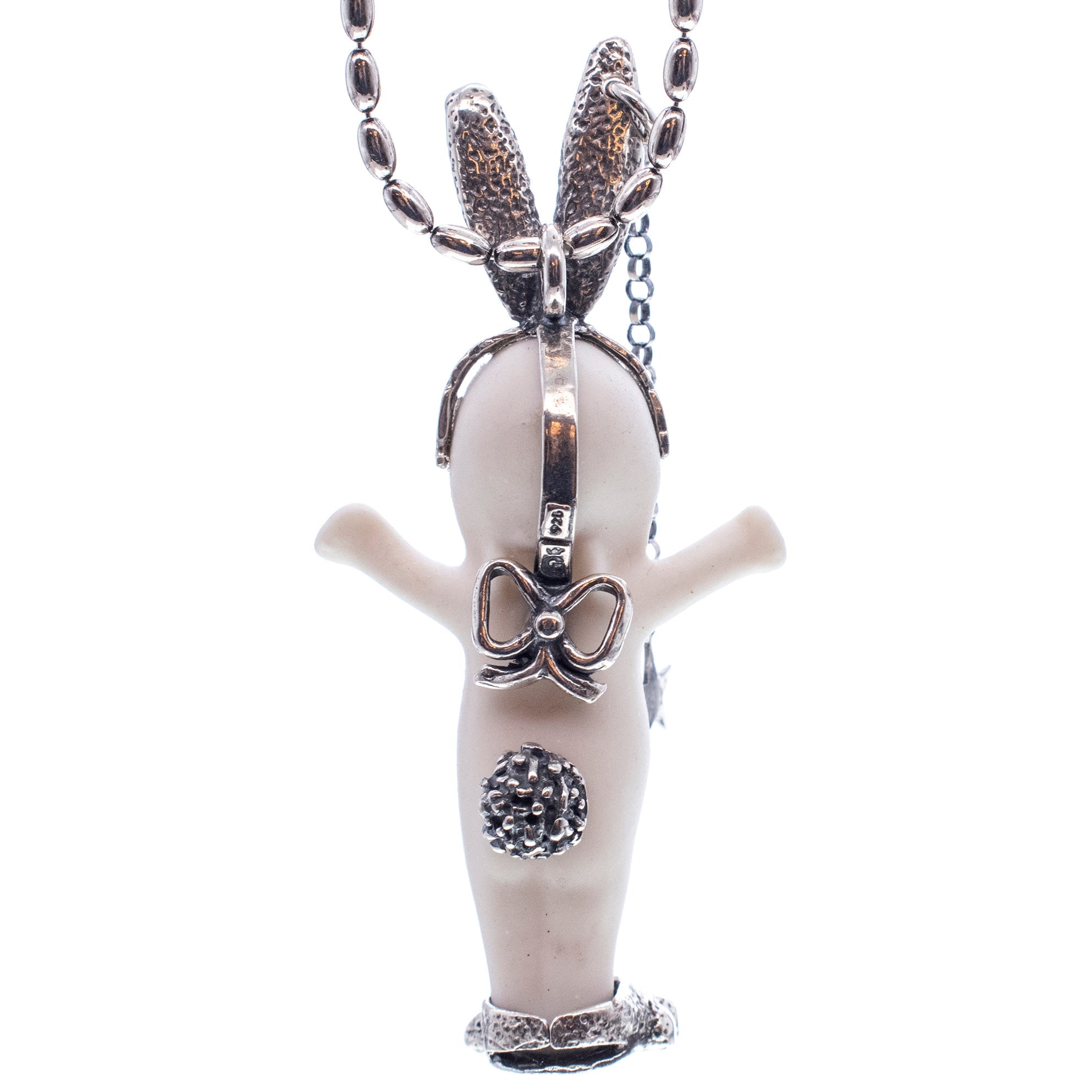 BS53A Happy Baby "Rebel Rabbit" white and silver Necklace