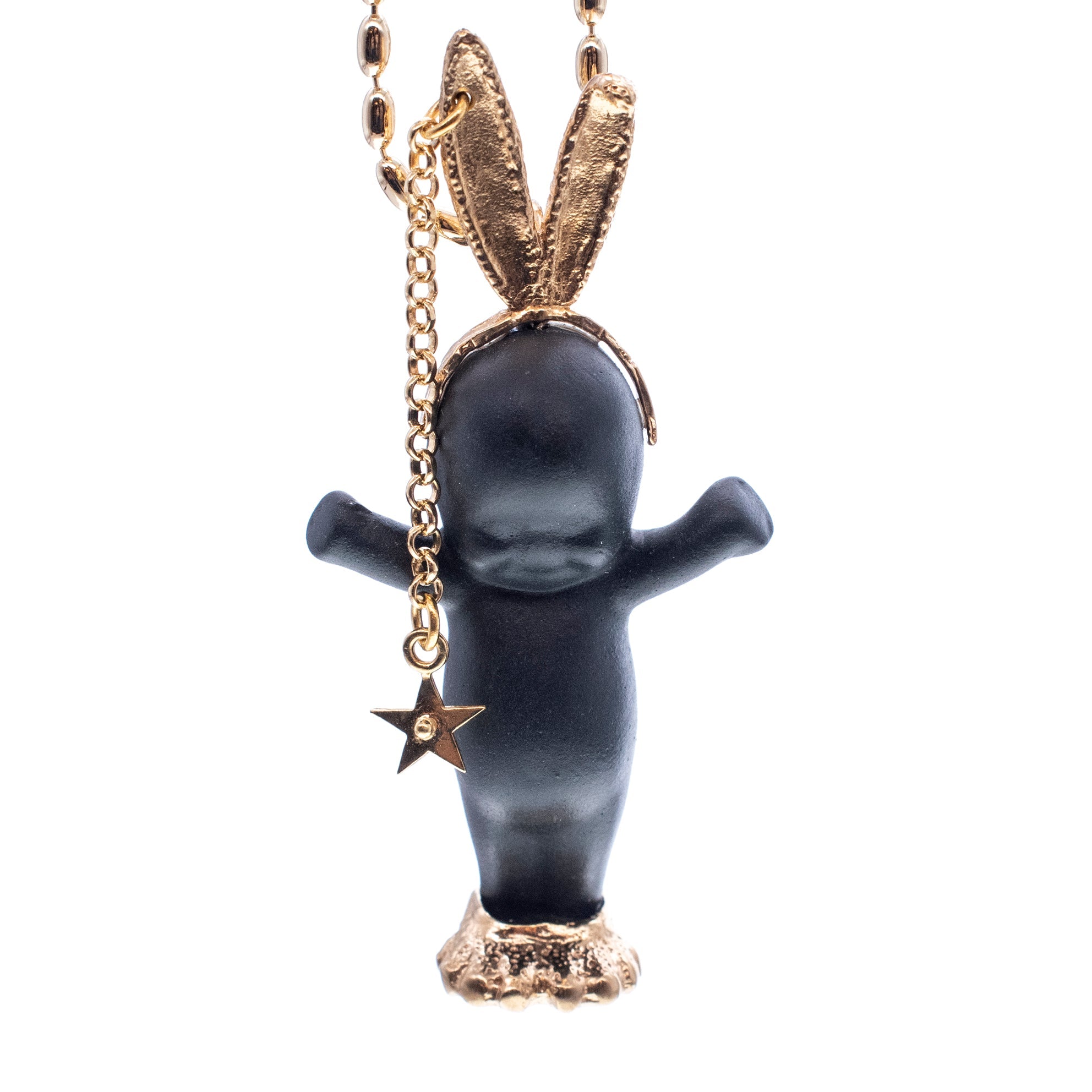 BG53B Happy Baby "Rebel Rabbit" Black and gold Necklace