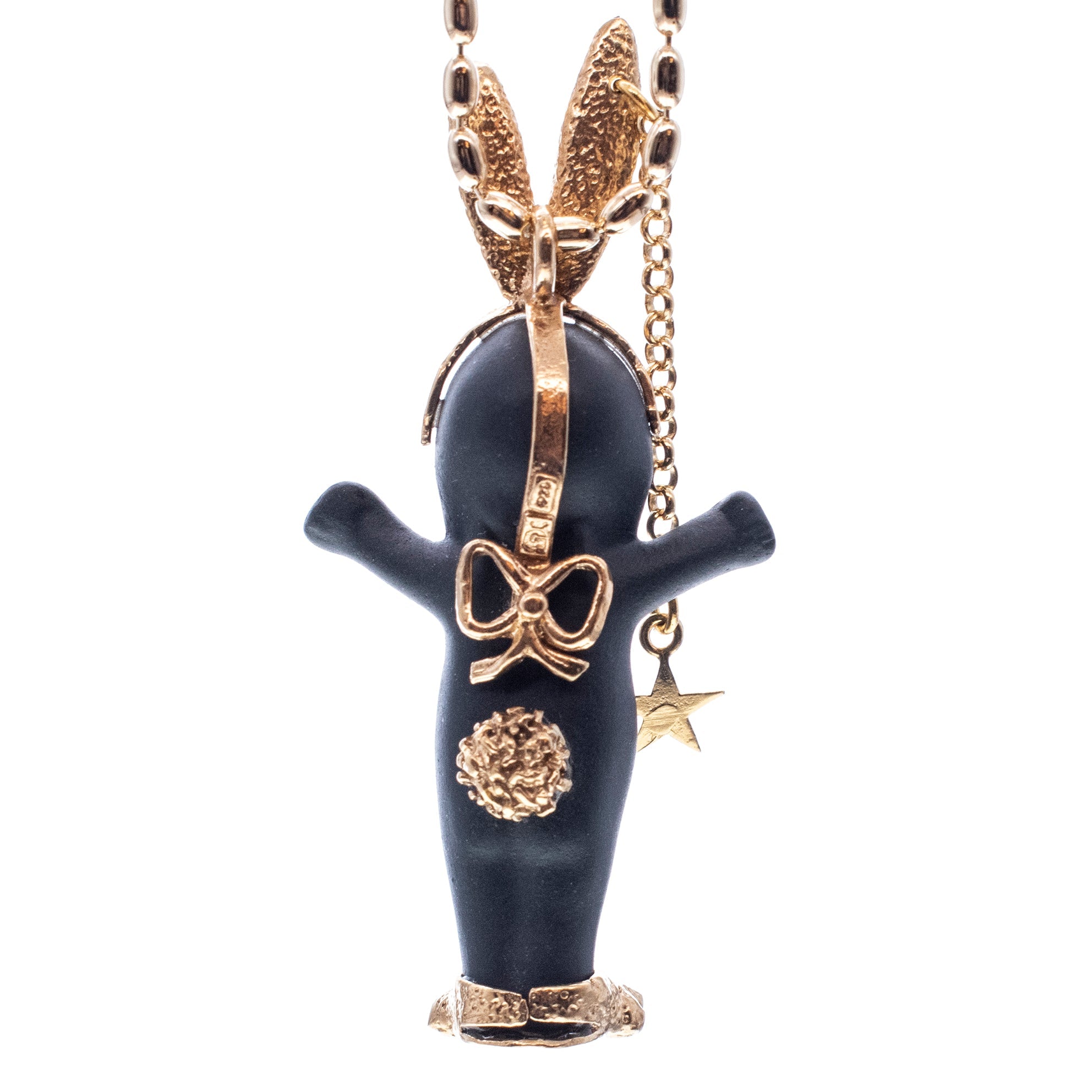 BG53B Happy Baby "Rebel Rabbit" Black and gold Necklace