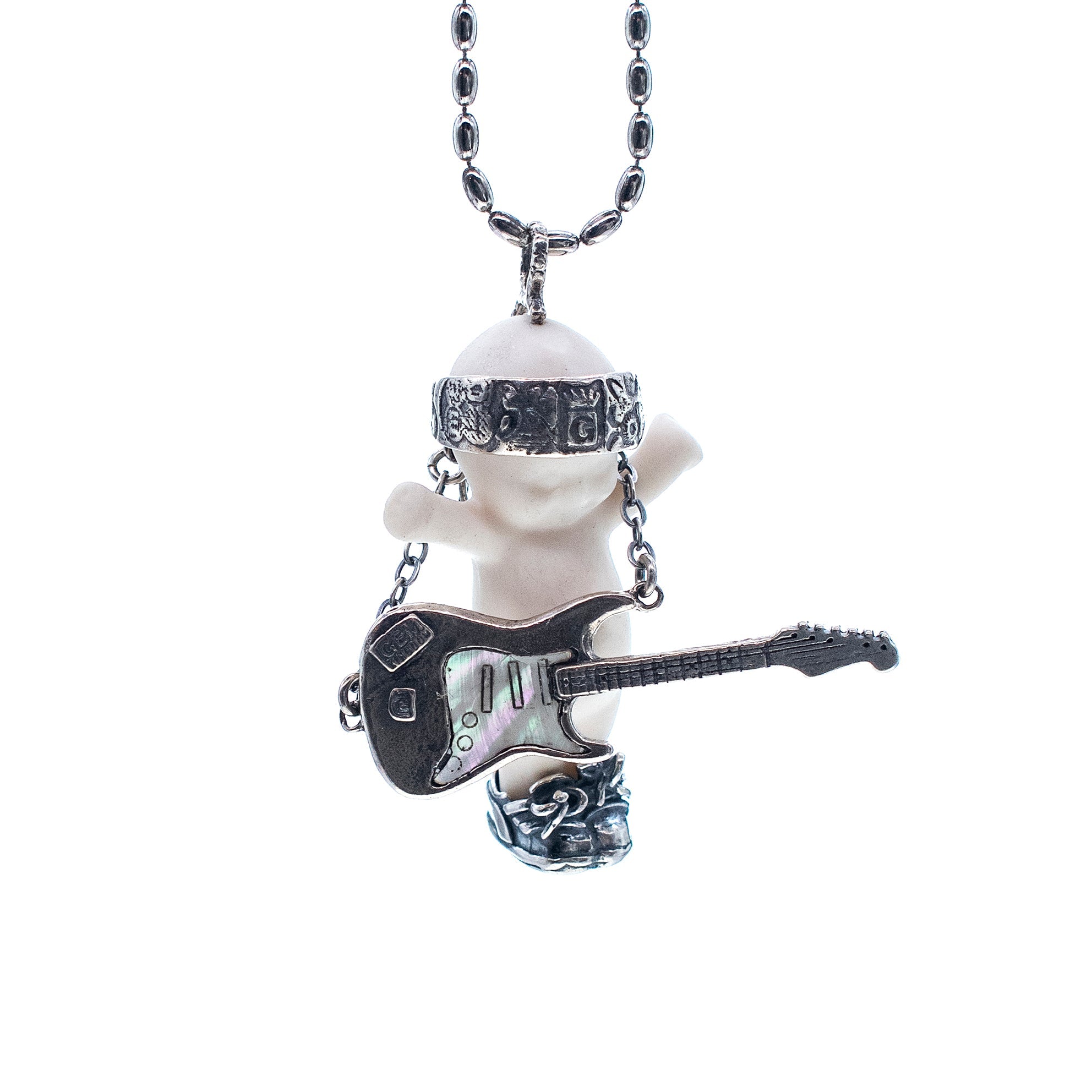 BS43A Happy Baby "Rock-a-bye" white and silver Necklace