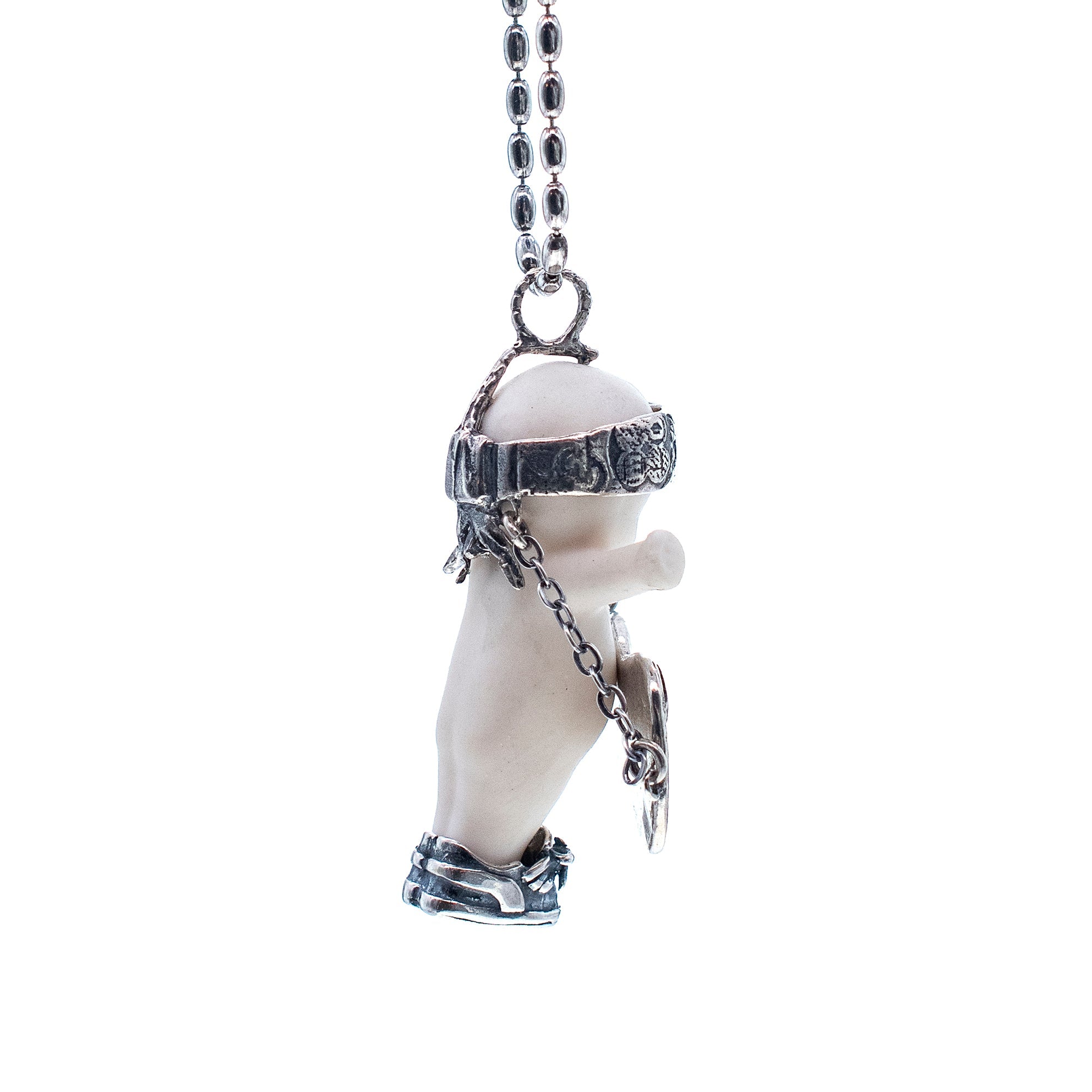 BS43A Happy Baby "Rock-a-bye" white and silver Necklace