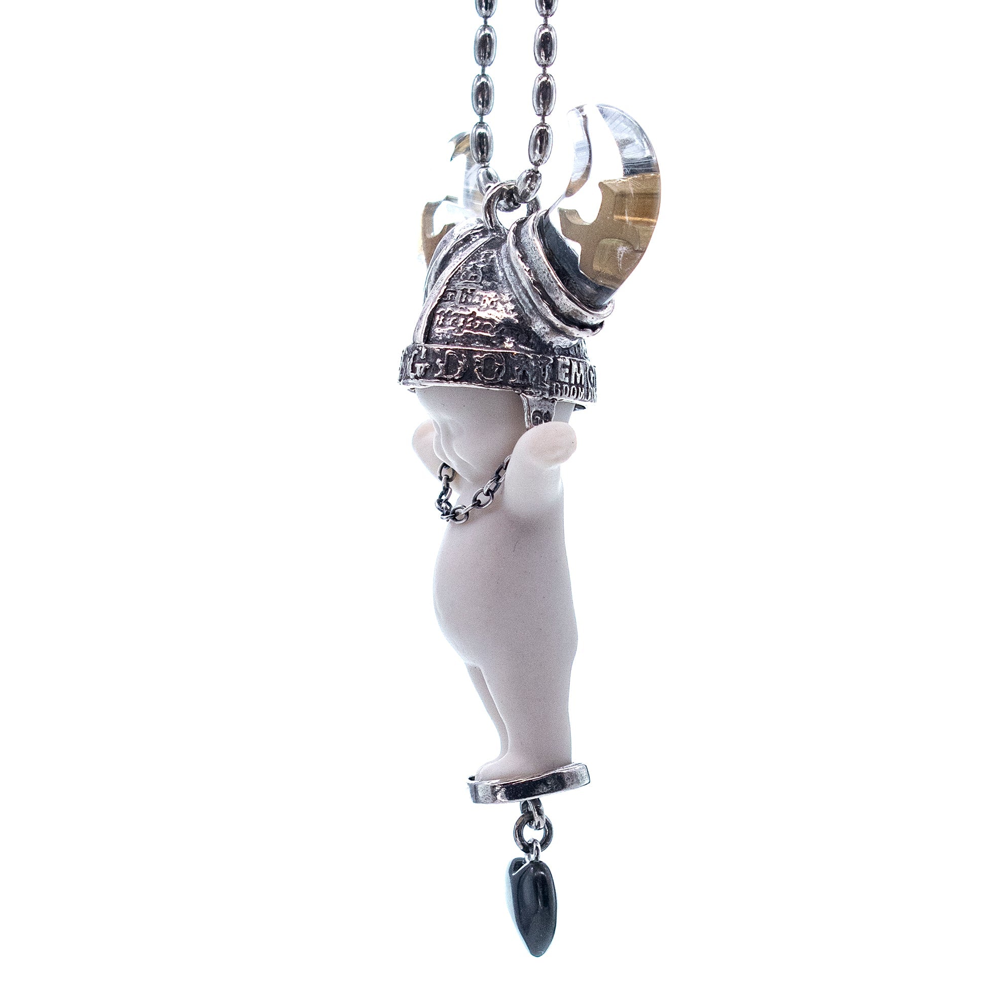 BS14A Happy Baby "little viking" white and silver Necklace