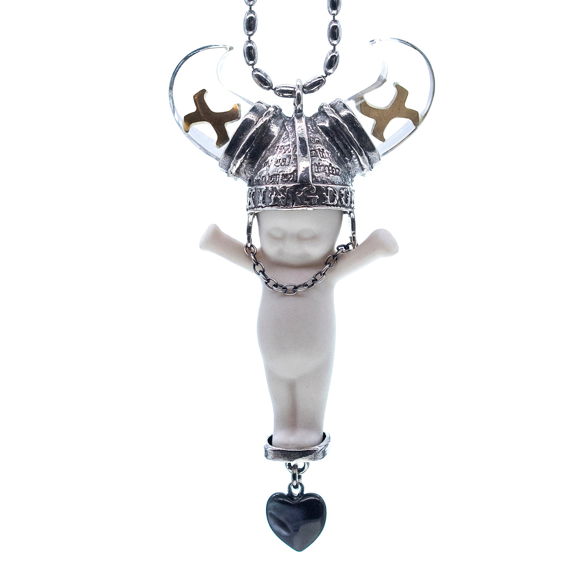 BS14A Happy Baby "little viking" white and silver Necklace
