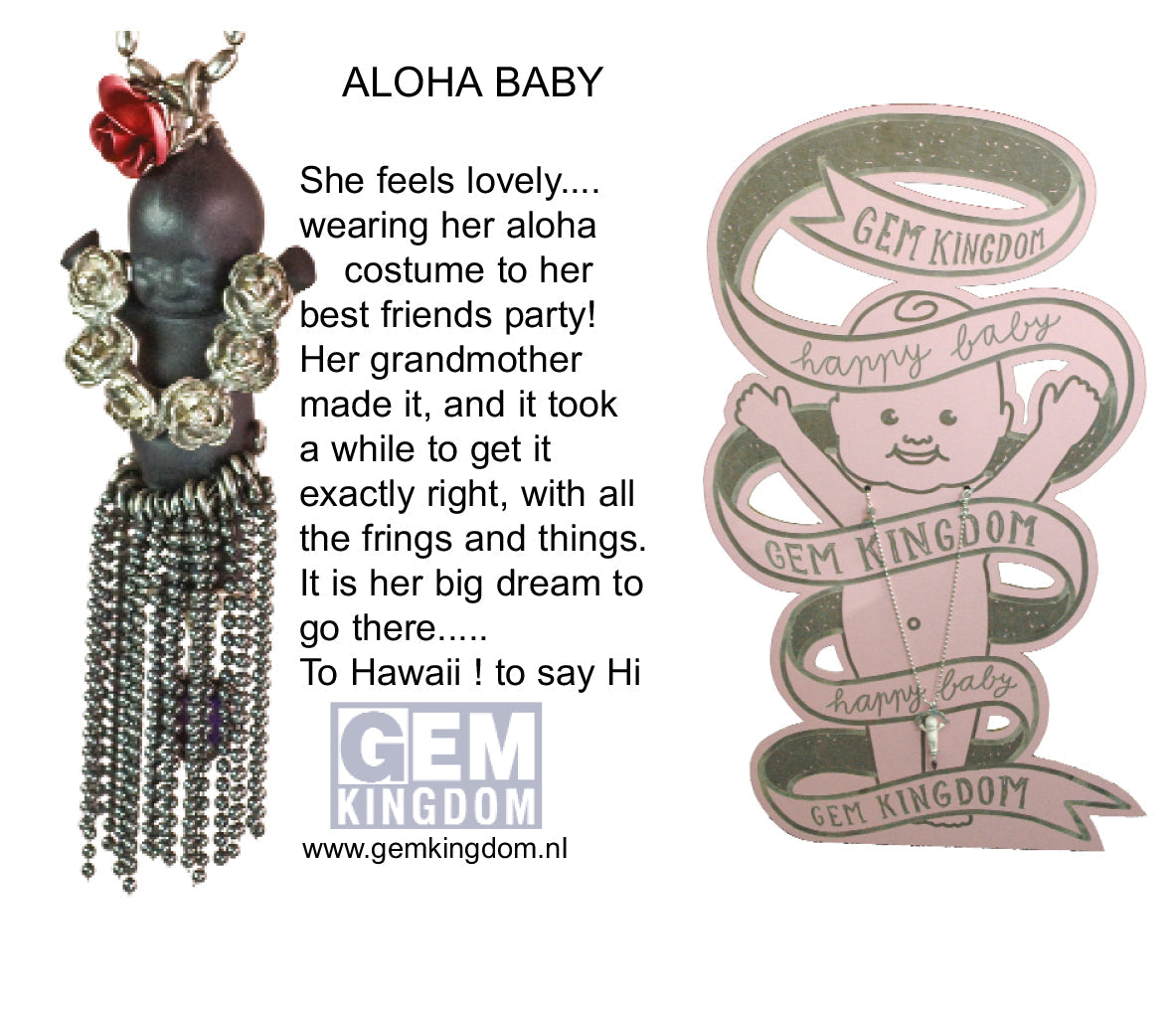BS10A Happy Baby "Aloha baby" white and silver Necklace