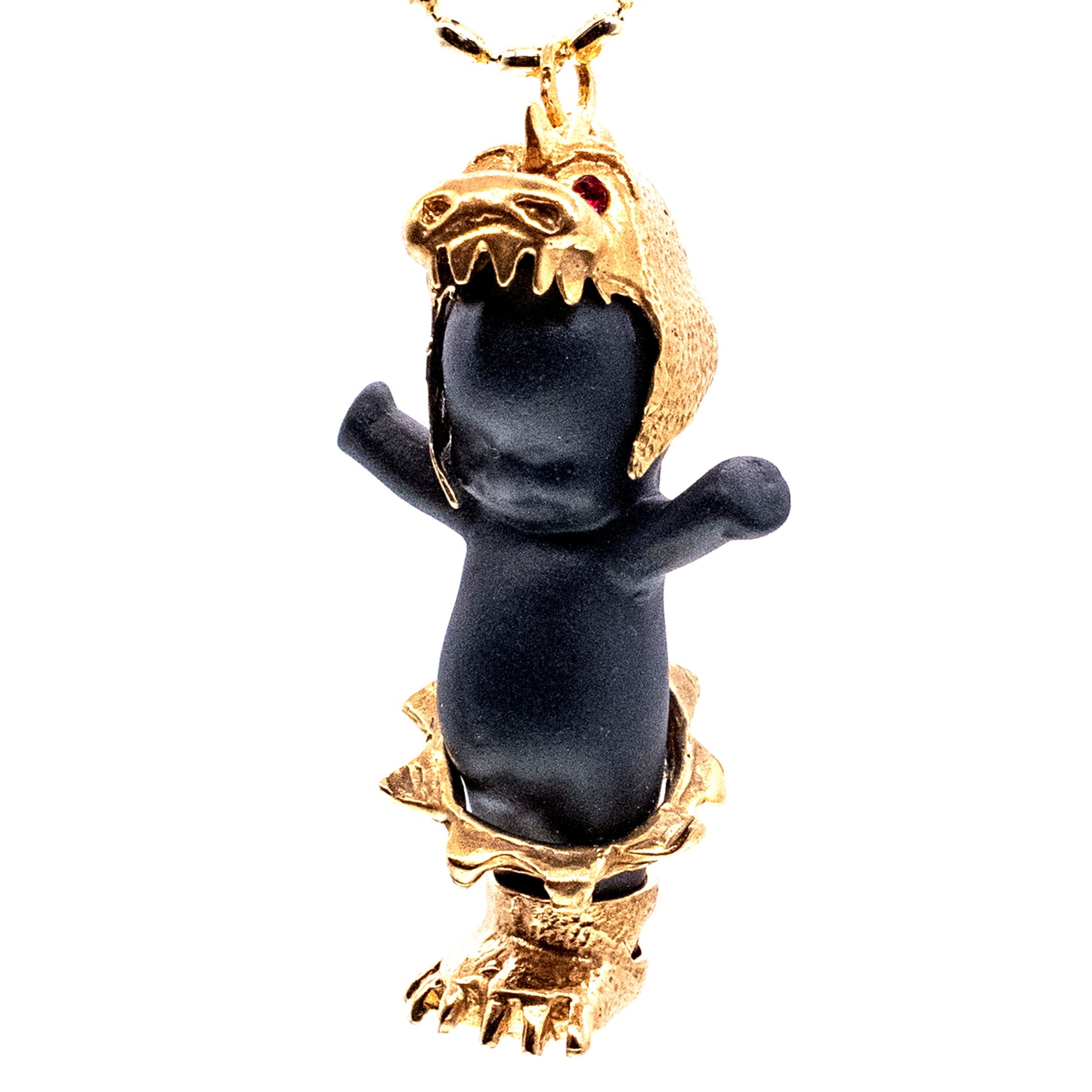 BG44B Happy Baby "Little Dragon" Black and gold Necklace
