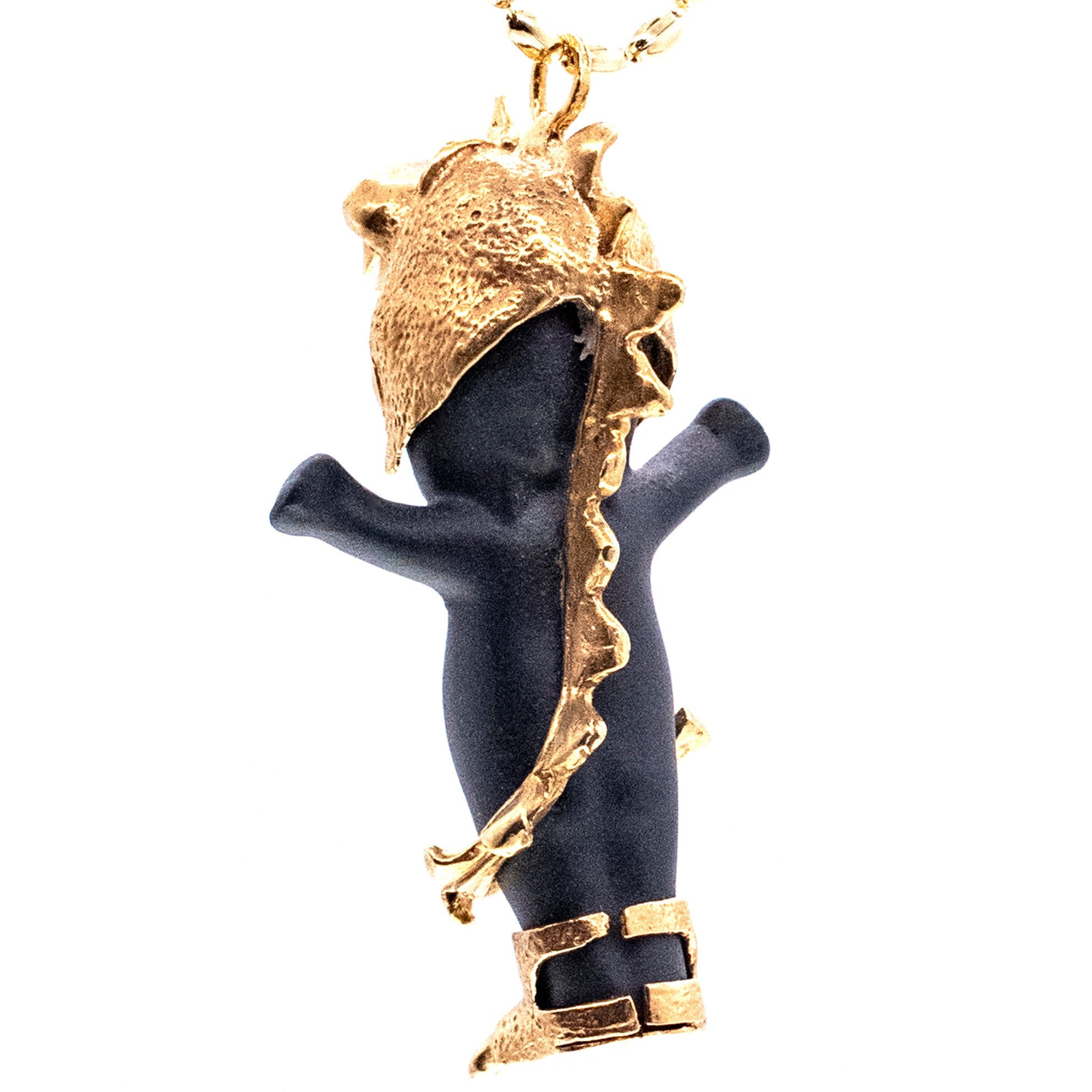 BG44B Happy Baby "Little Dragon" Black and gold Necklace
