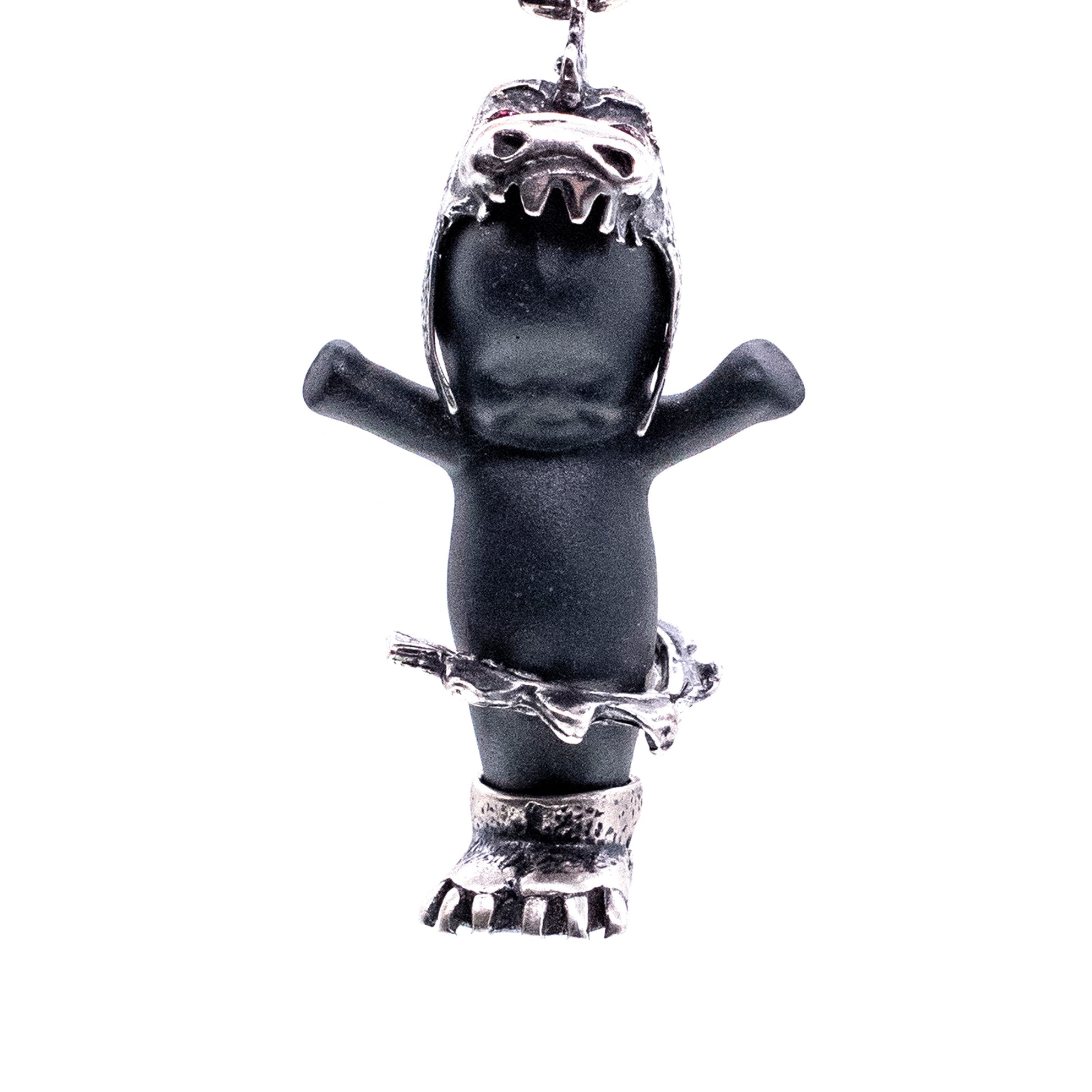 BS44B Happy Baby "Little Dragon" Black and silver Necklace