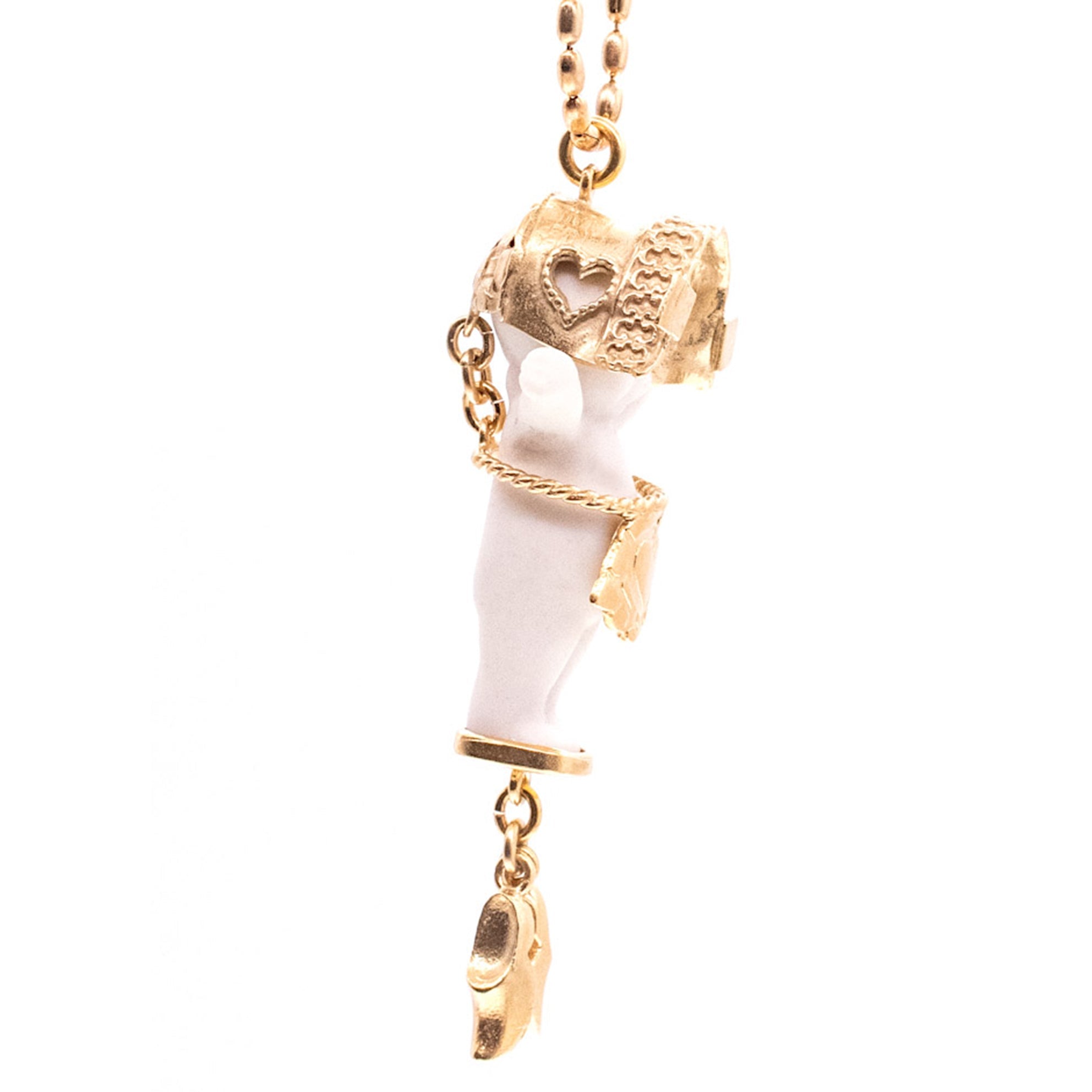 BG08A Happy Baby "Little Dutch girl" White and gold Necklace