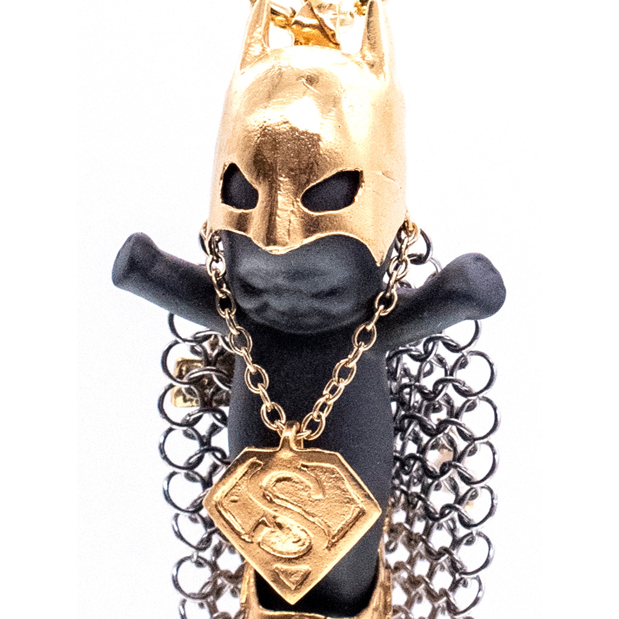 BG39B Happy Baby "Hero on heels" Black and gold Necklace