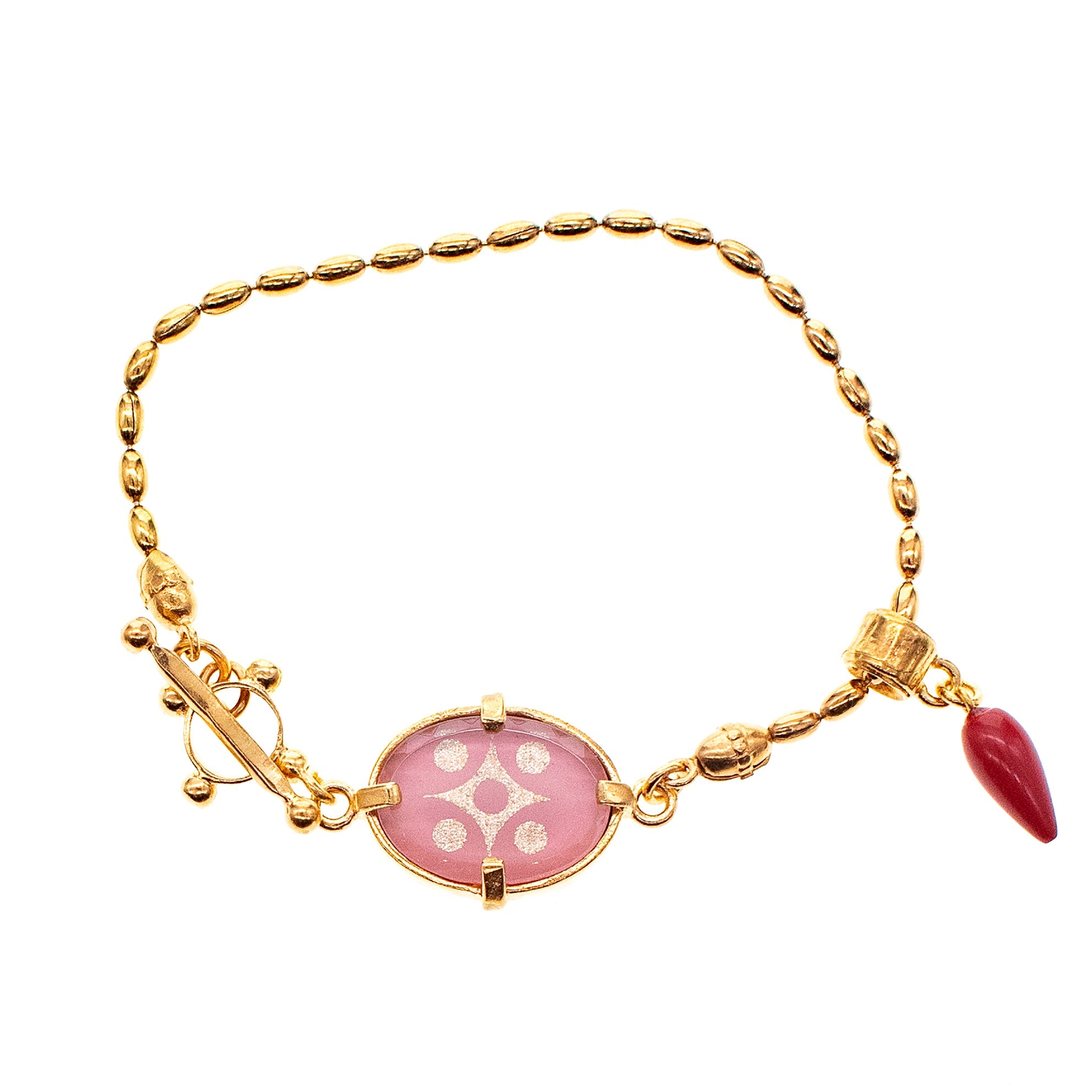 B 25g14C Pink Glass Crystal Bracelet