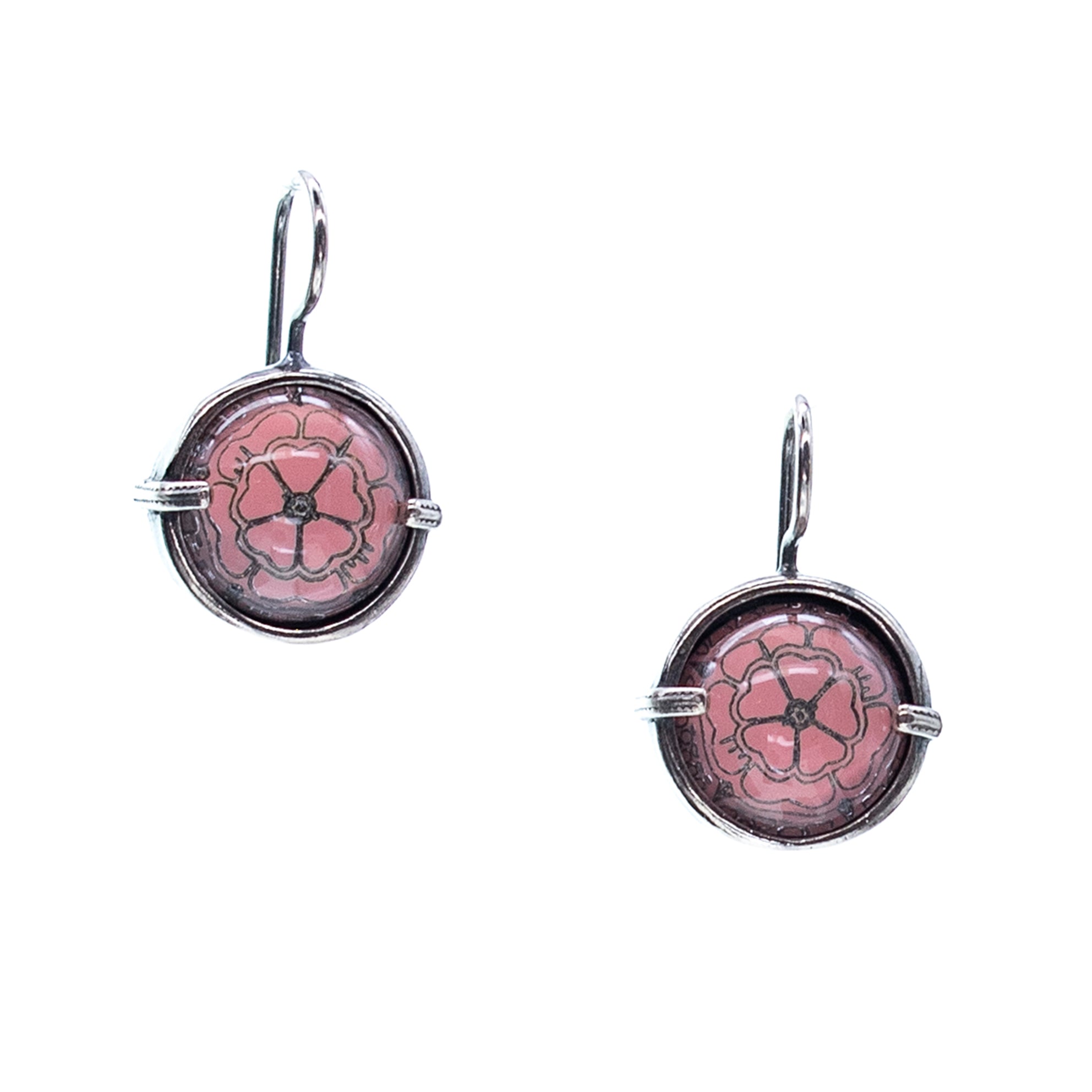 E 25e02A Pink Rose Earrings