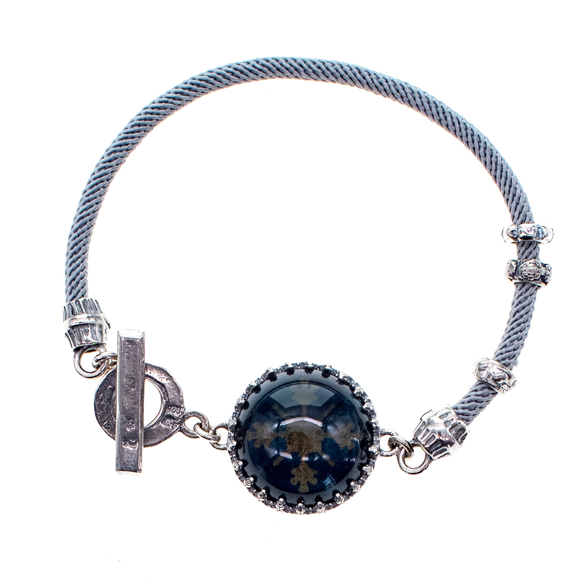 B 25e10 Grey and dark crystal Cord Bracelet