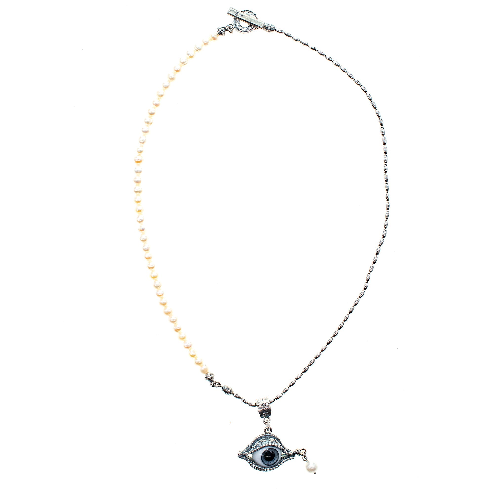 NK 25a06B eye love you blue eye pearl necklace