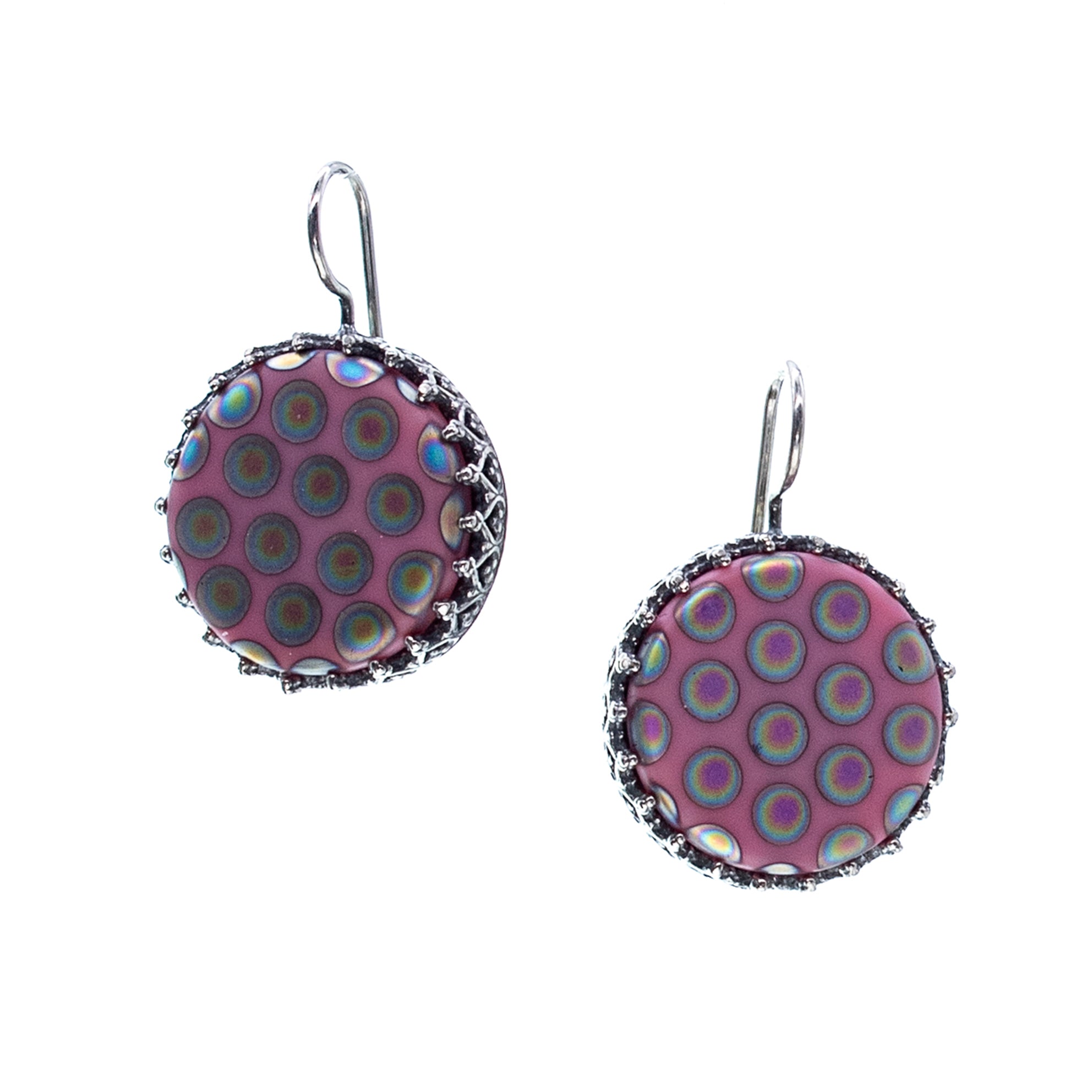 E 25e05 Pink Polka Dot Drop Earrings