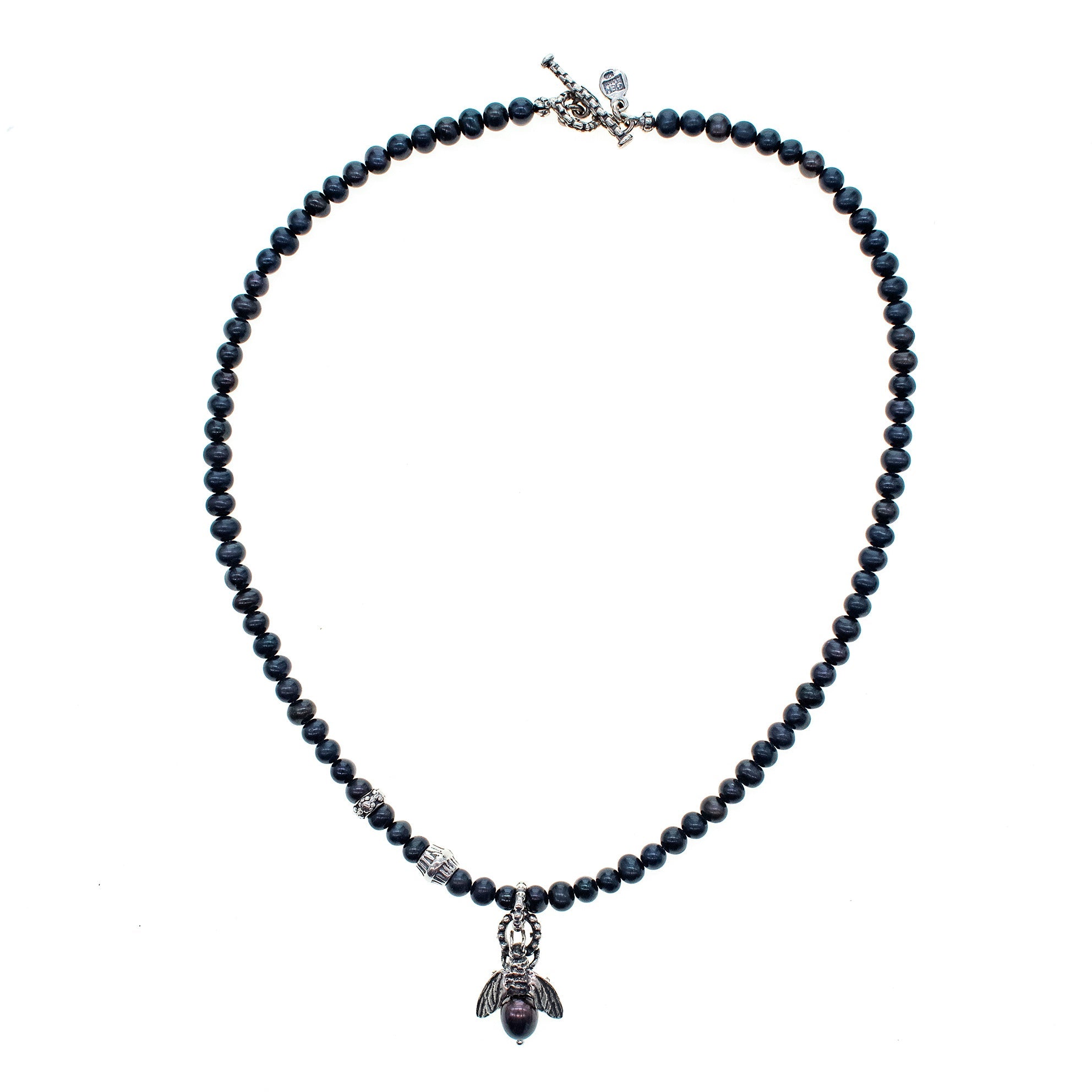 NK 24d12B bee my honey black pearl necklace