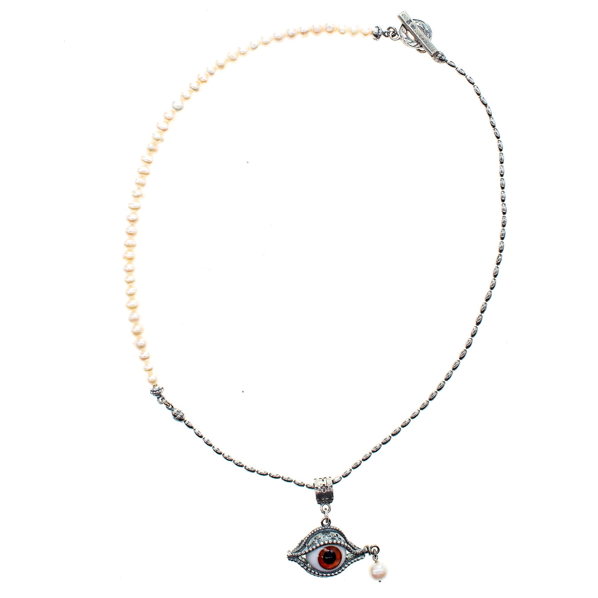 NK 25a06C eye love you brown eye pearl necklace