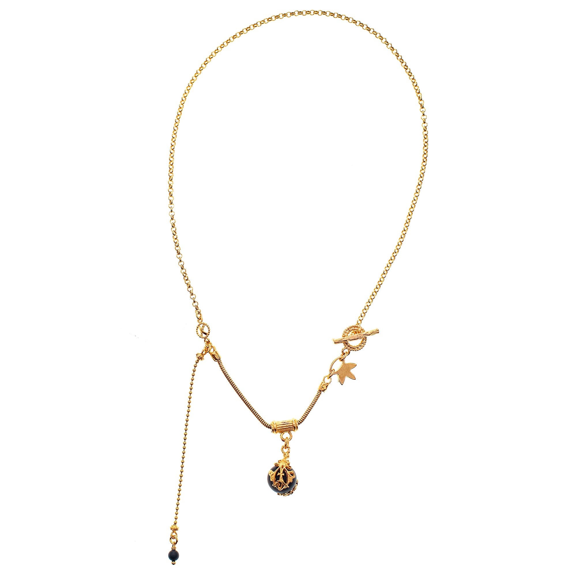 NK 25g35B black orb charm necklace