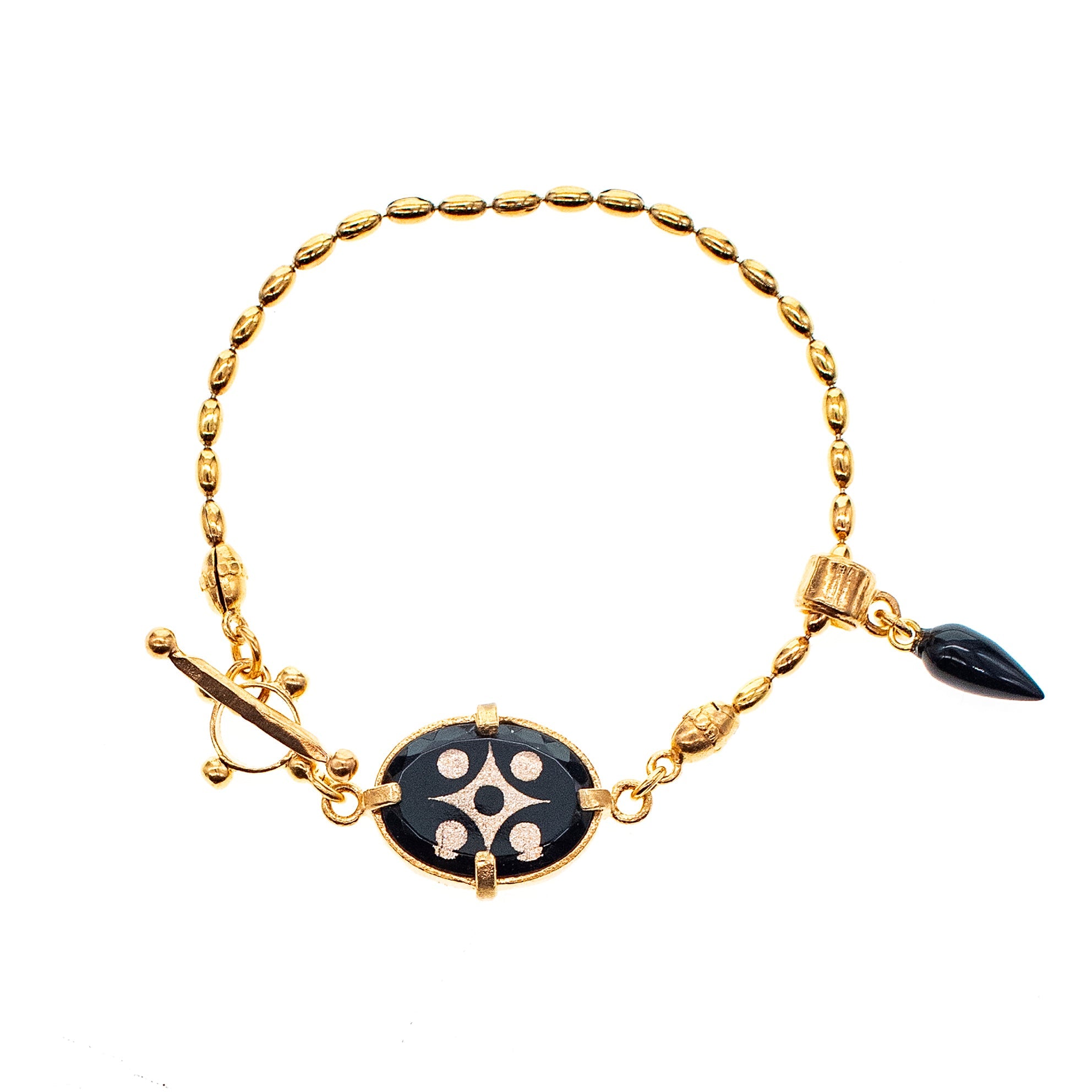 B 25g14B Black Glass Crystal Bracelet