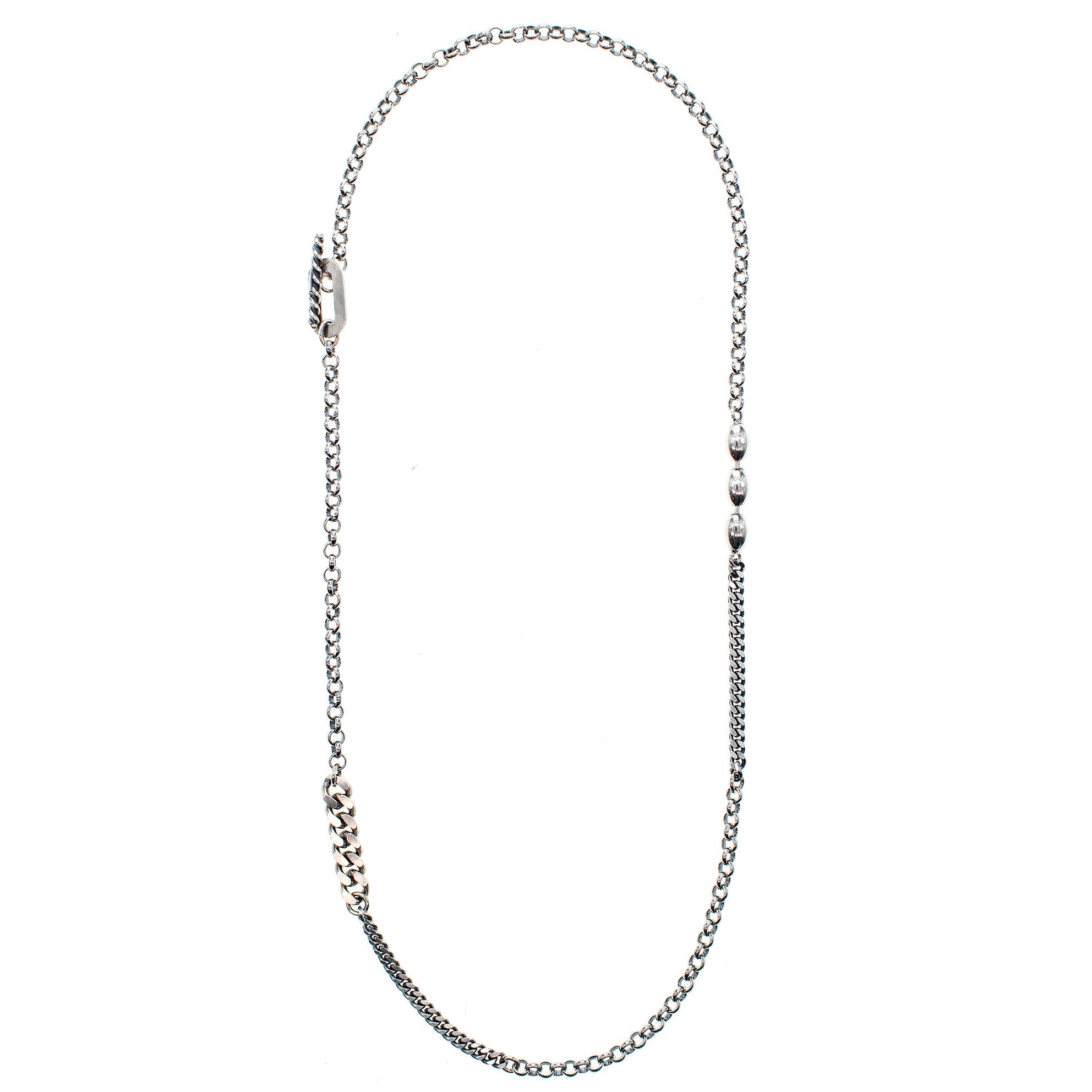 CH 238 curb and belcher sterling Silver Chain Necklace