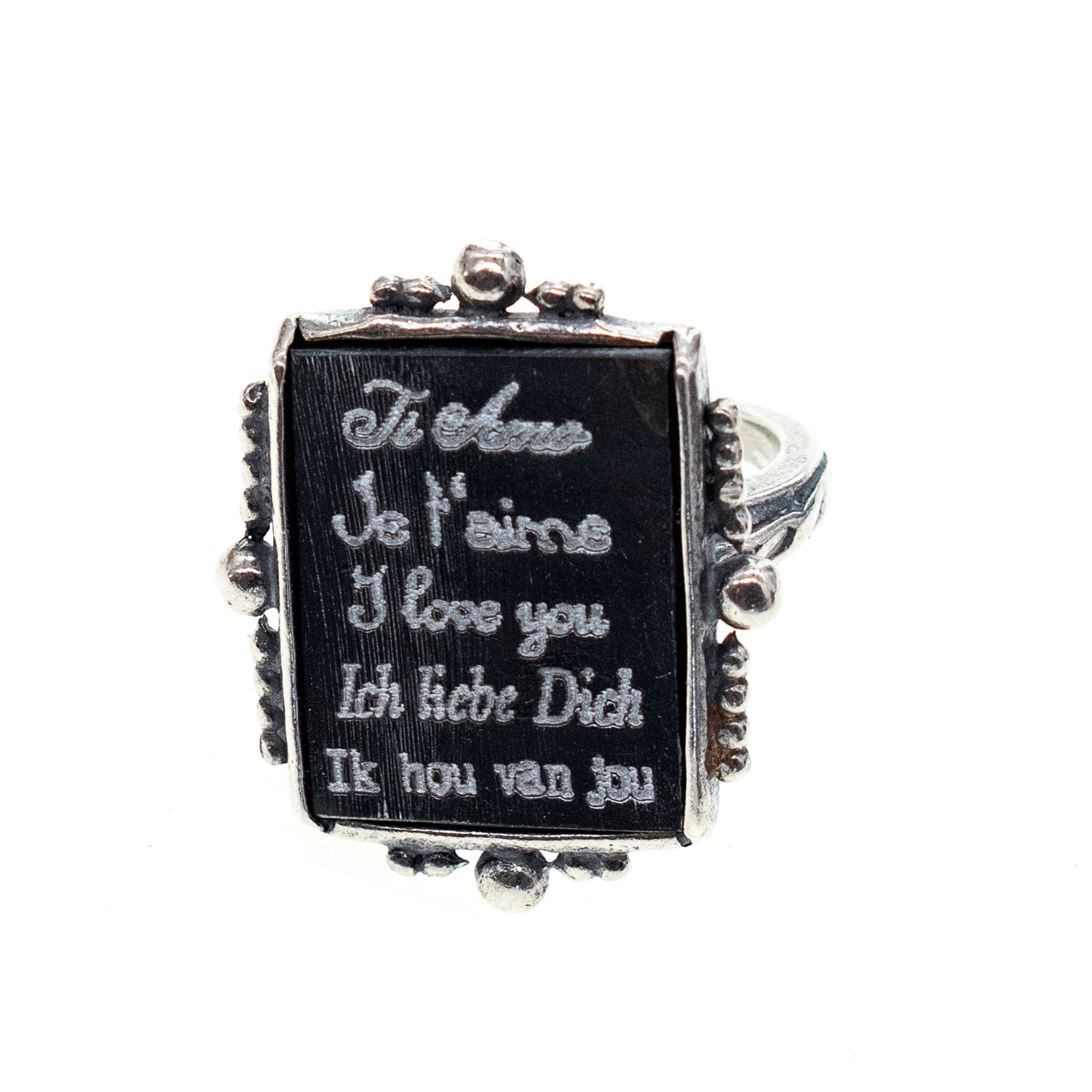 R 24d08B black loveletter ring