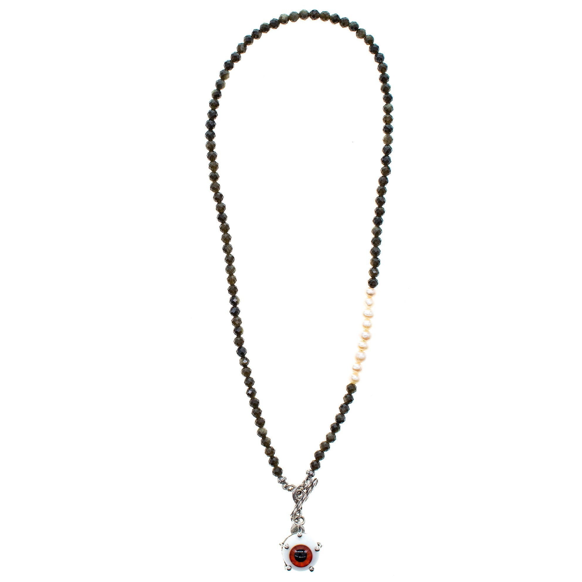 NK 25a04C eye love you Beaded brown necklace
