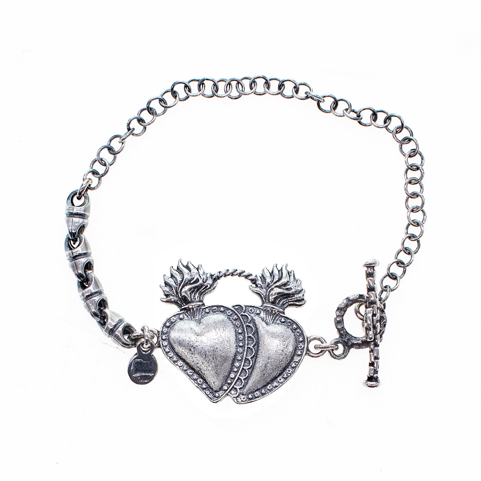 B 25e08 Silver Sacred Heart Bracelet