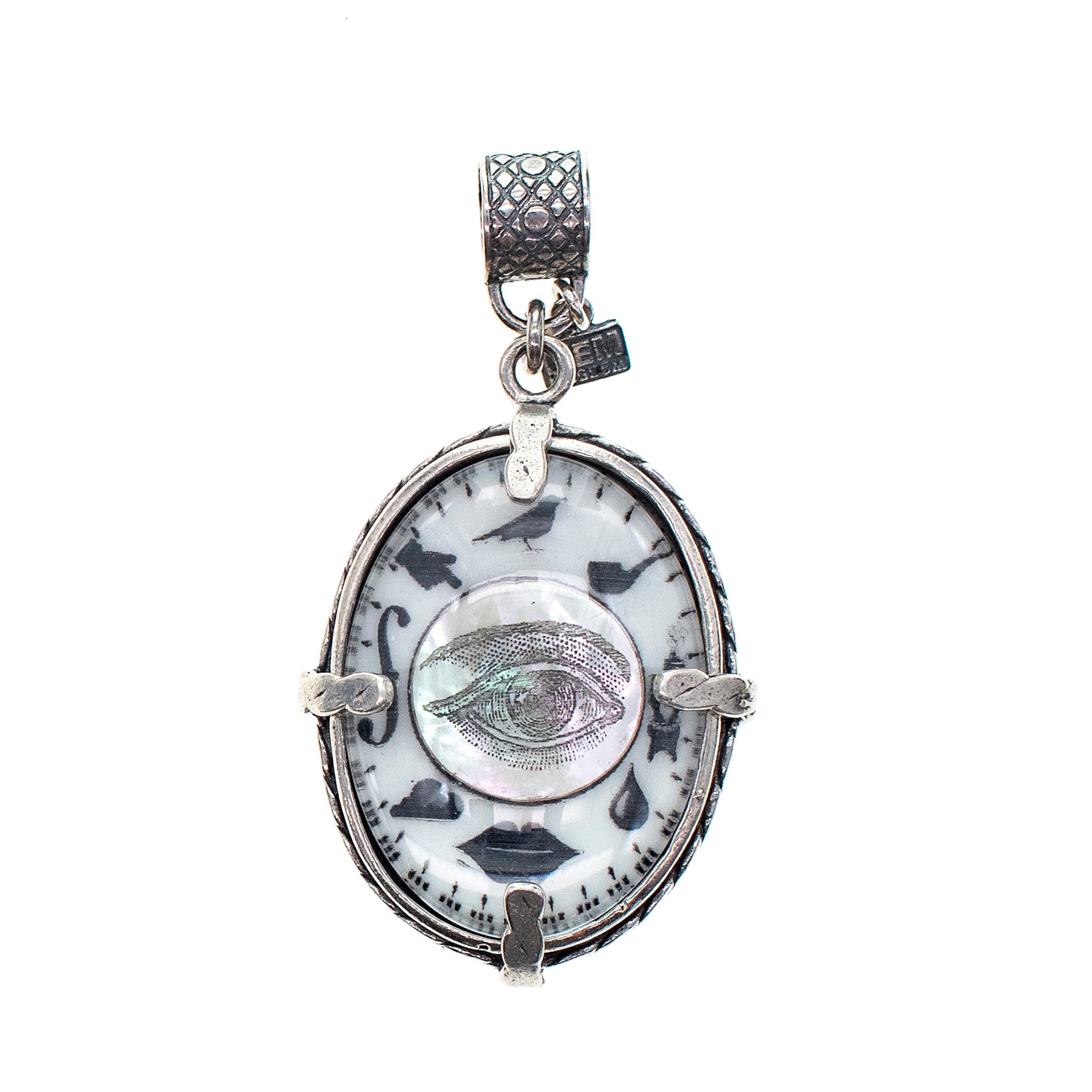 P 24d02 Surrealist Eye & Onyx Pendant