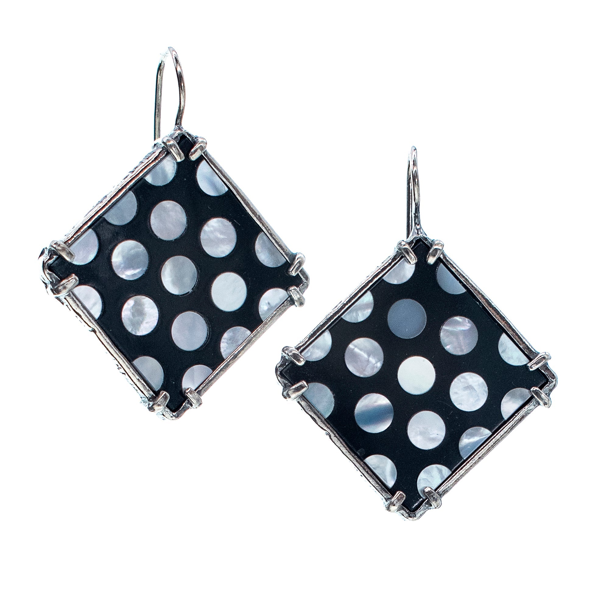 E 25b04 Black and White polka dot Earrings