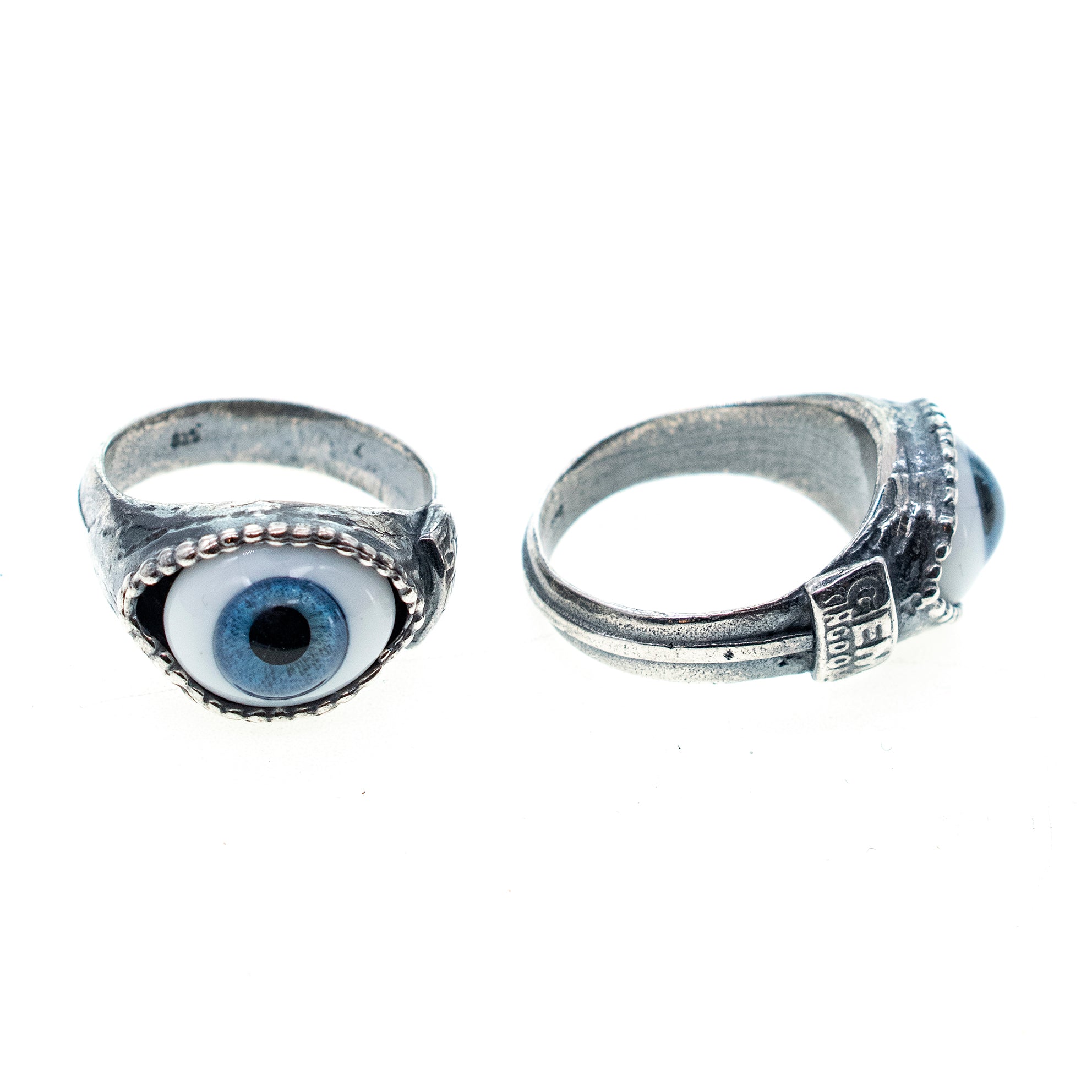 R25a07B small Blue Eye Love You ring